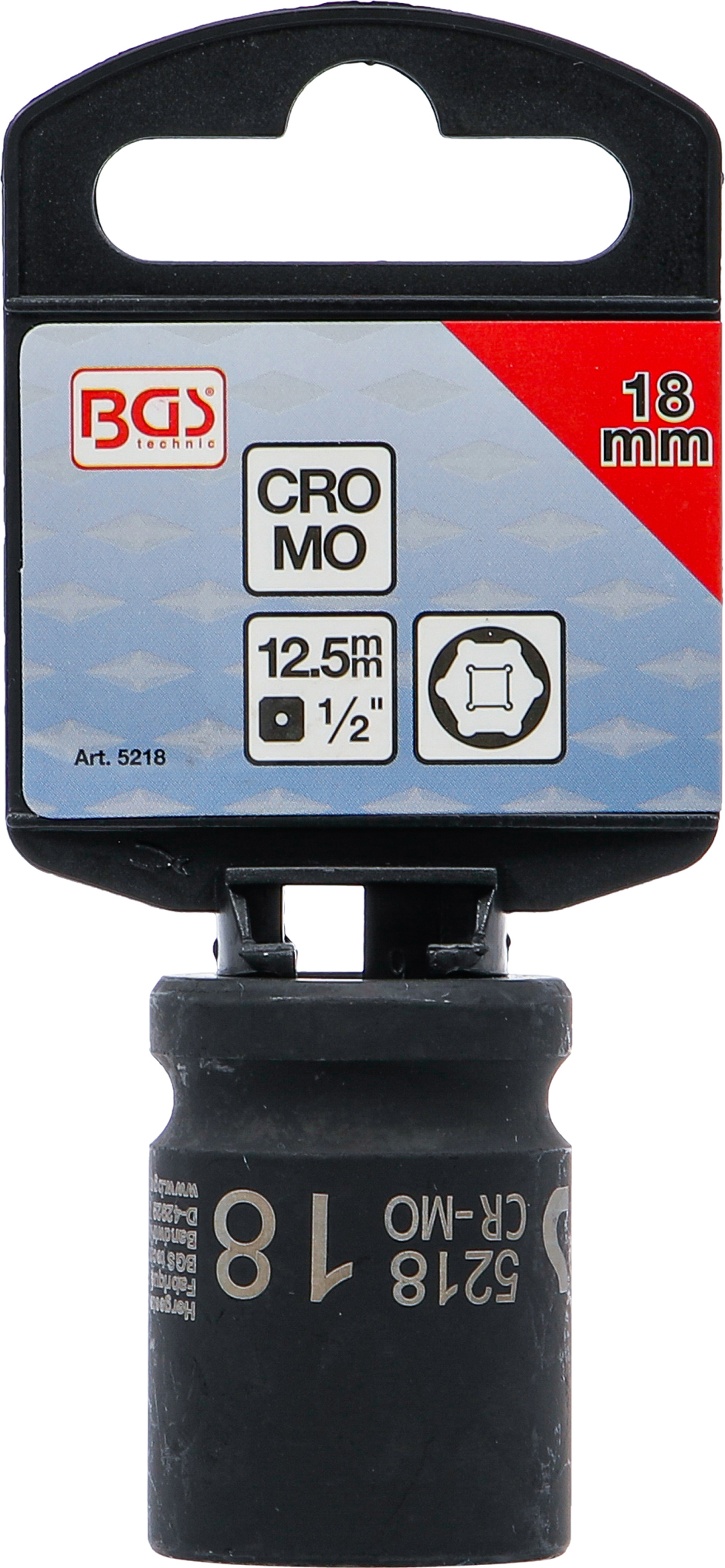 BGS Kraft-Steckschlüssel-Einsatz Sechskant | Antrieb Innenvierkant 12,5 mm (1/2") | SW 18 mm