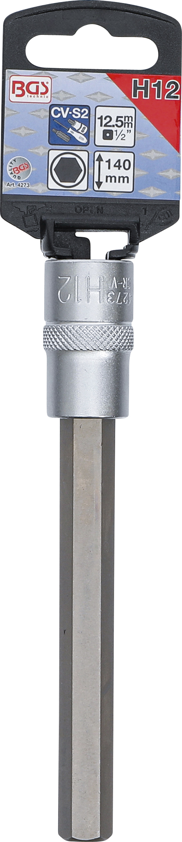 BGS Bit-Einsatz | Länge 140 mm | Antrieb Innenvierkant 12,5 mm (1/2") | Innensechskant 12 mm