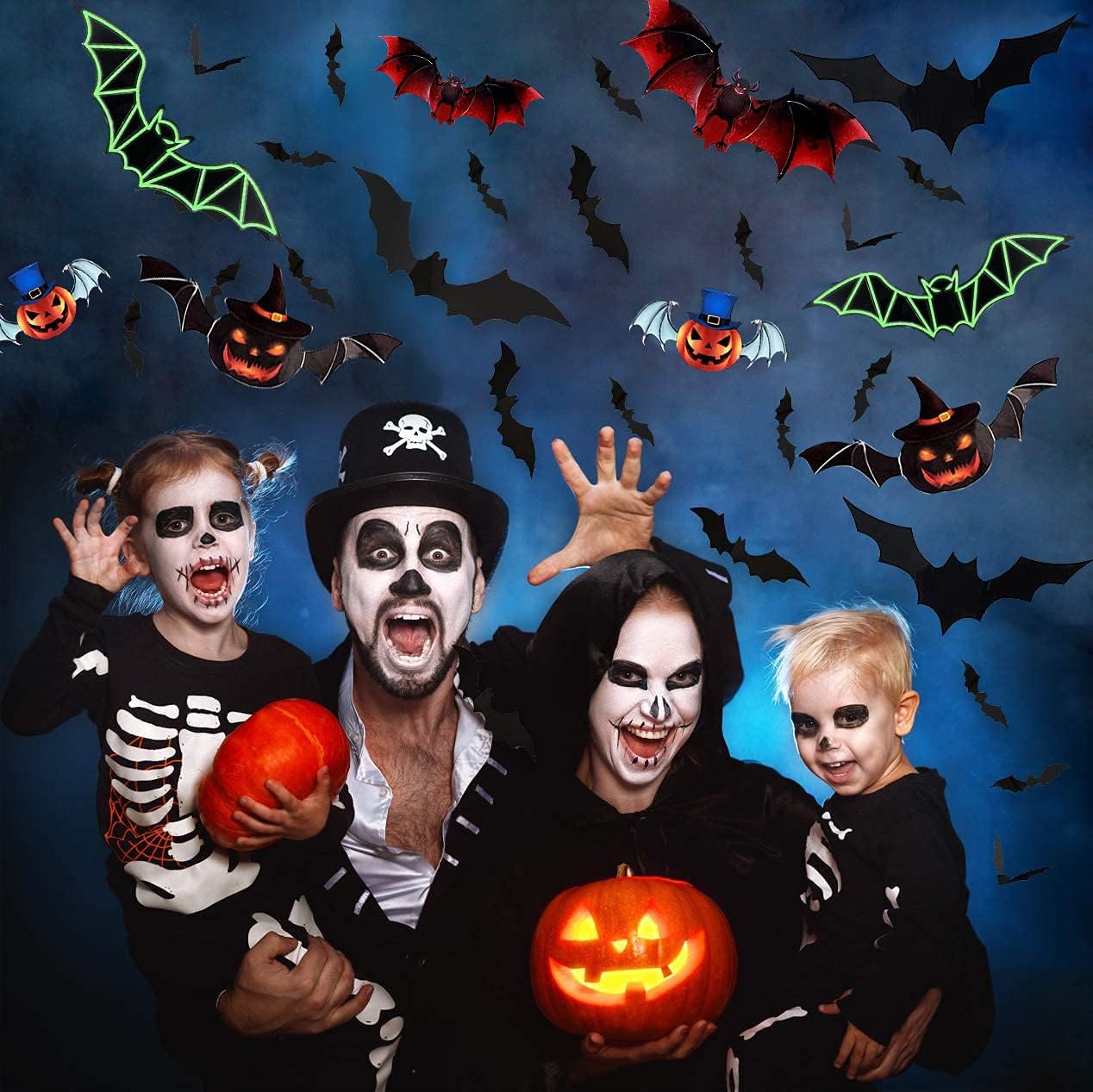 Halloween 3D Deko Fledermäuse und Spinnen Set