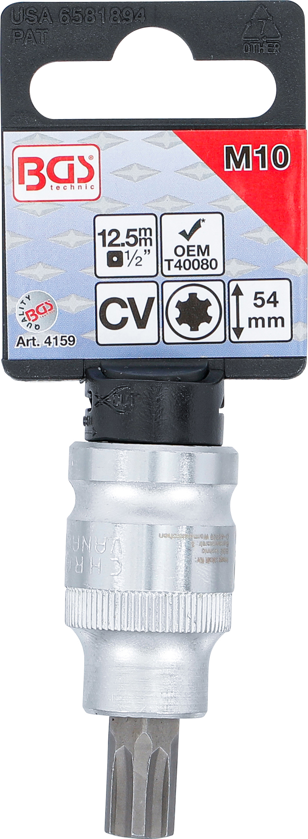 BGS Bit-Einsatz | Länge 54 mm | Antrieb Innenvierkant 12,5 mm (1/2") | für VAG Polydrive