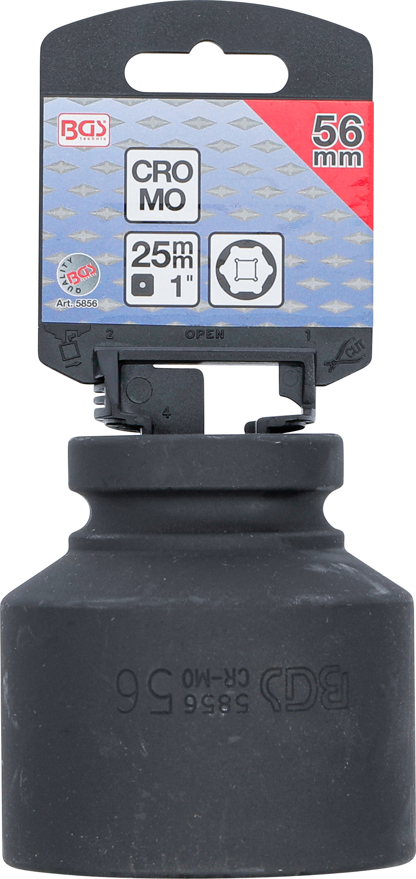 BGS Kraft-Steckschlüssel-Einsatz Sechskant | Antrieb Innenvierkant 25 mm (1") | SW 56 mm