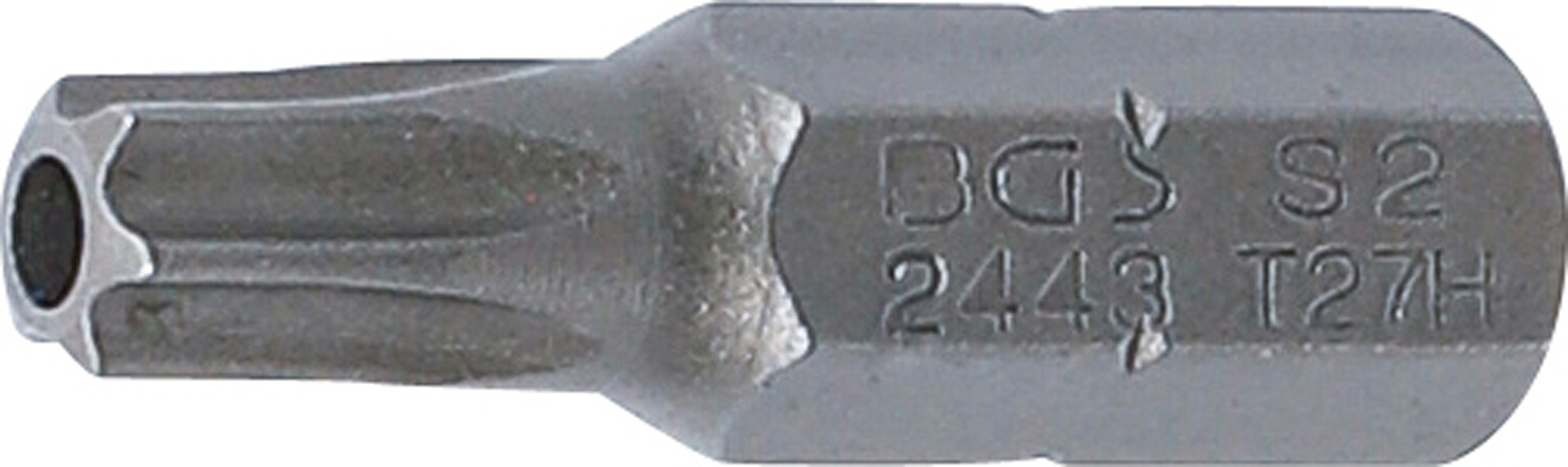 BGS Bit | Länge 25 mm | Antrieb Außensechskant 6,3 mm (1/4") | T-Profil (für Torx) mit Bohrung T27