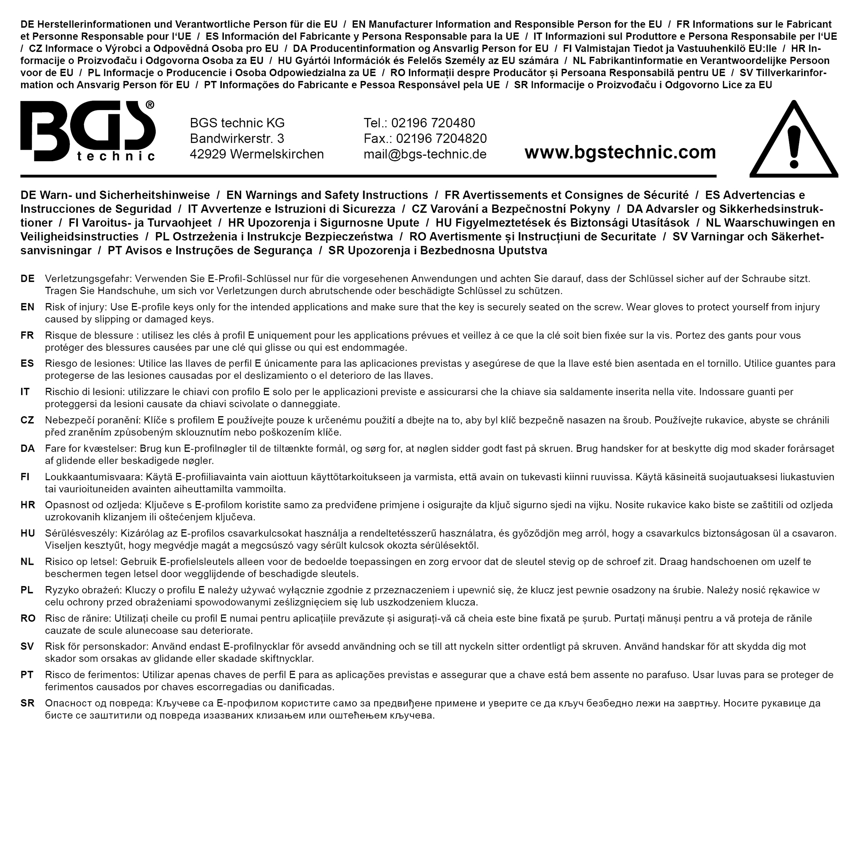 BGS Doppel-Ringschlüssel mit E-Profil-Ringköpfen | SW E6 x E8