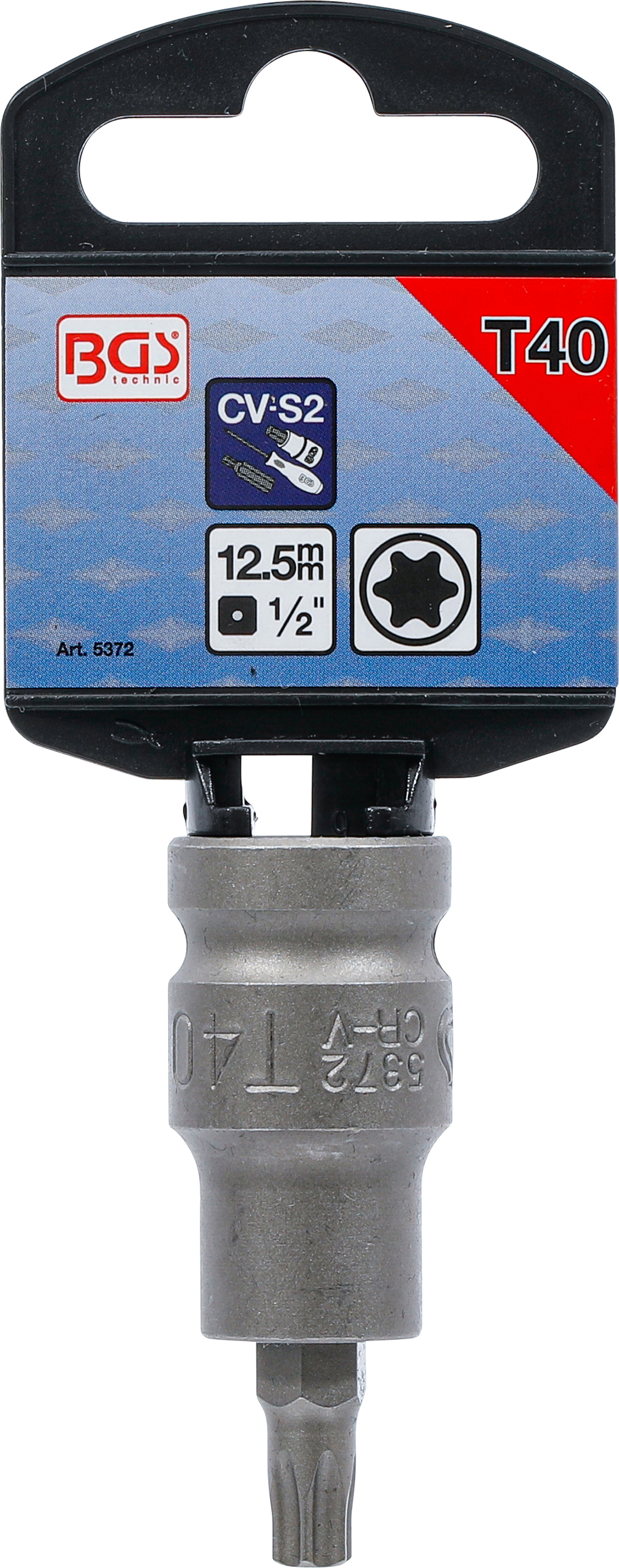 BGS Kraft-Bit-Einsatz | Länge 55 mm | Antrieb Innenvierkant 12,5 mm (1/2") | T-Profil (für Torx) T40