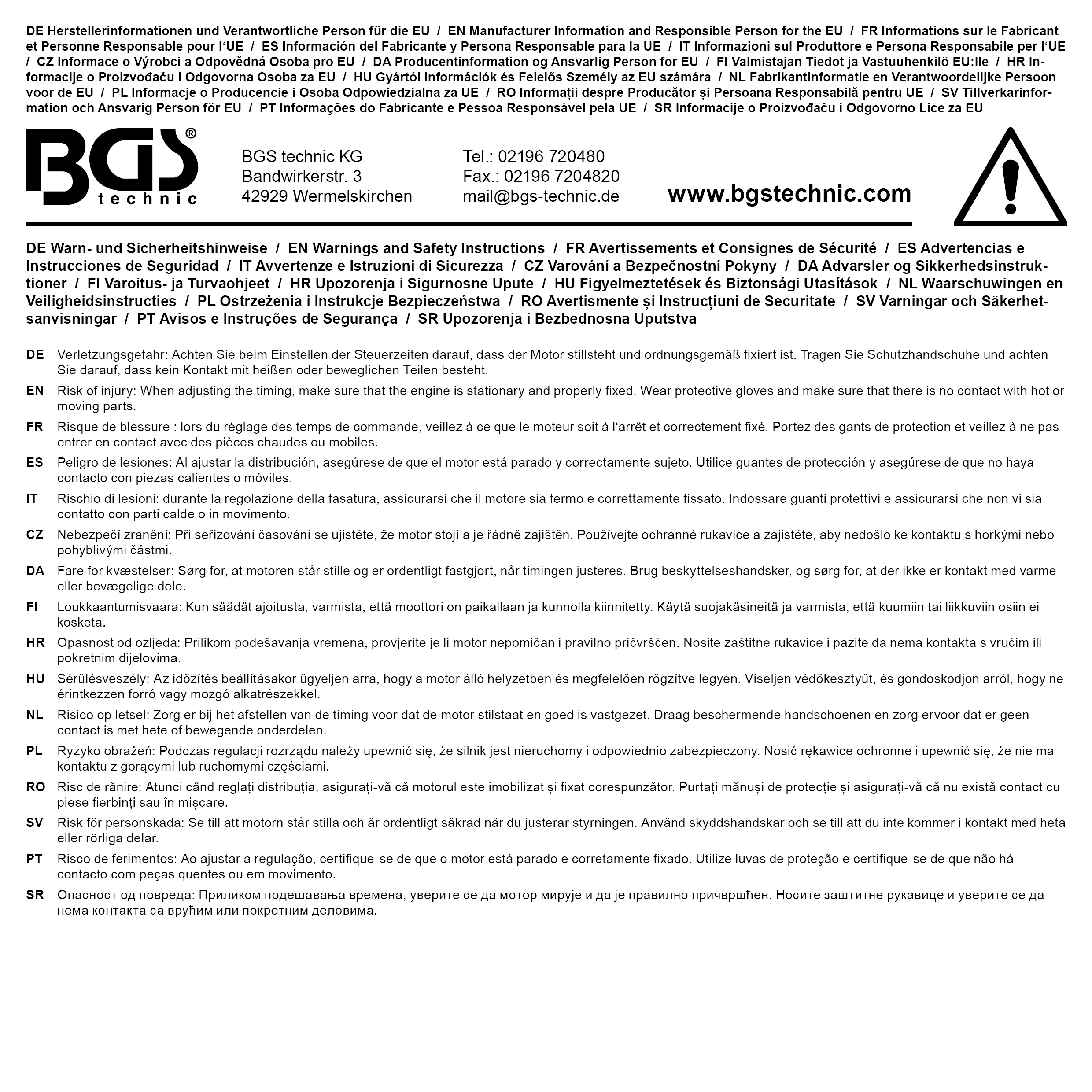 BGS Werkstattwageneinlage 1/3: Motor-Einstellwerkzeug-Satz | für Mercedes-Benz M112 + M113