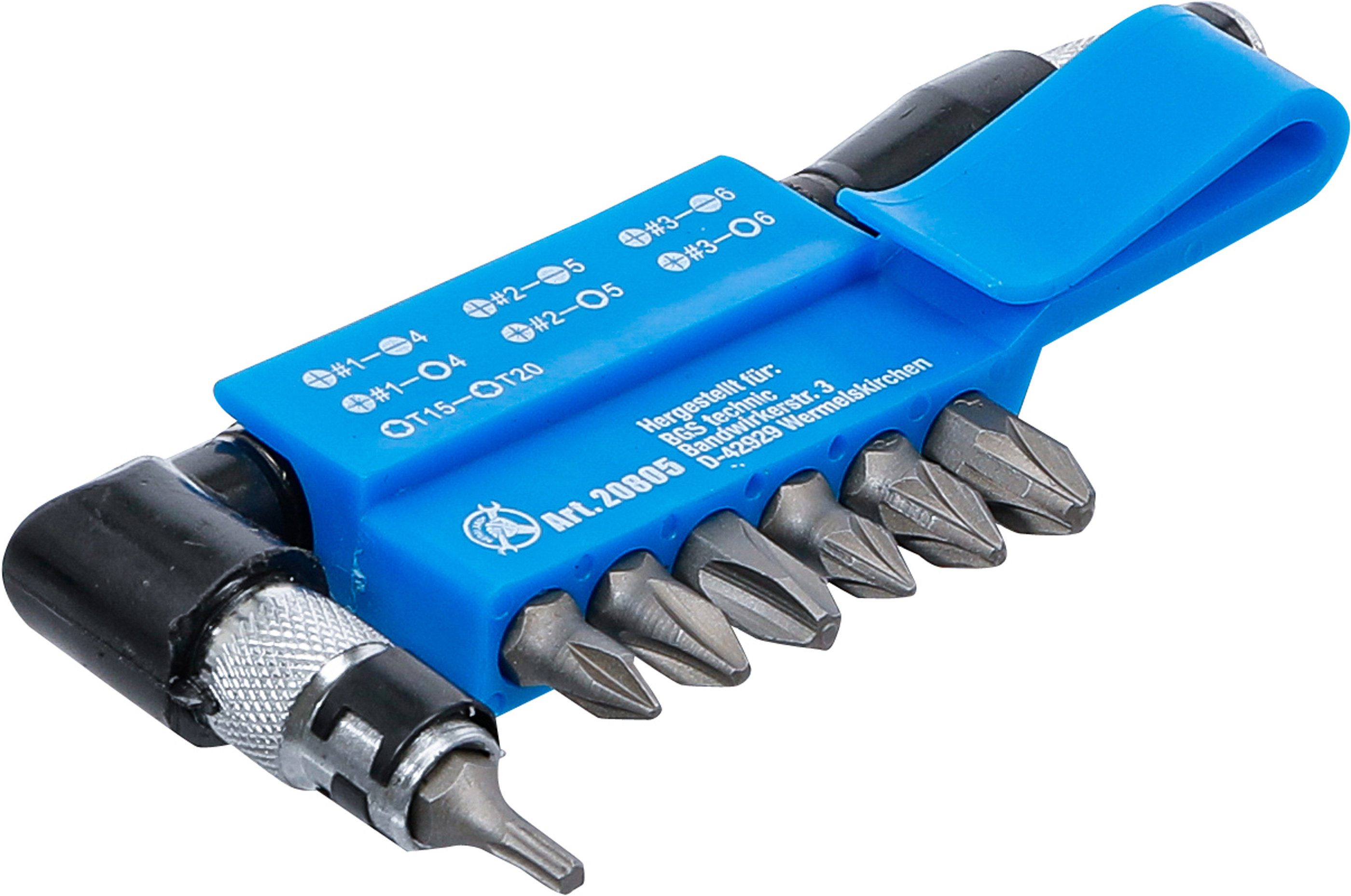 BGS Winkelschrauber mit 7 Doppelklingen-Bits | Antrieb Außensechskant 6,3 mm (1/4") | 8-tlg.