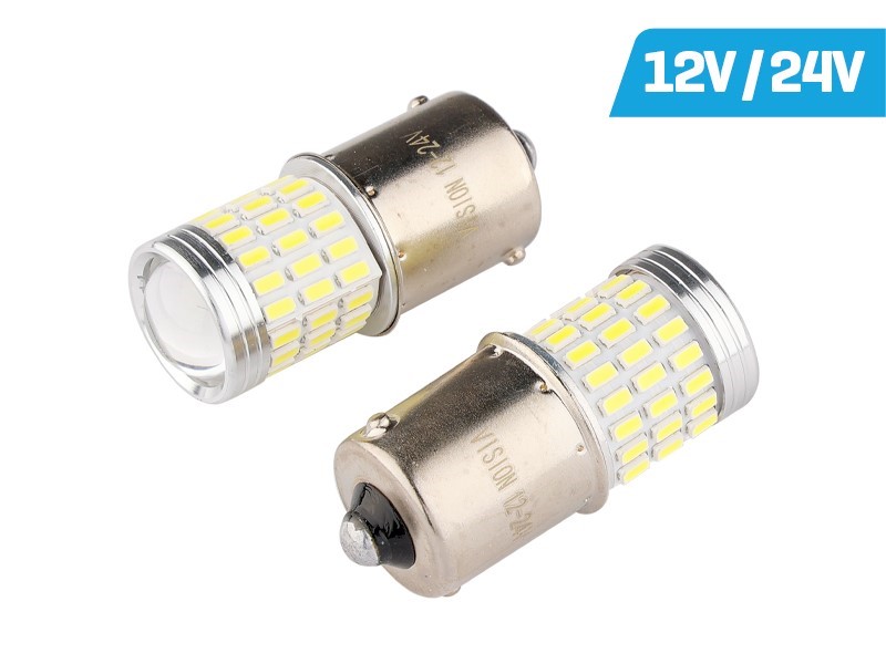 Vision LED Kugellampe 12V/24V 5W 10W R5W R10W BA15s 54x3014 SMD + 3x3030 SMD