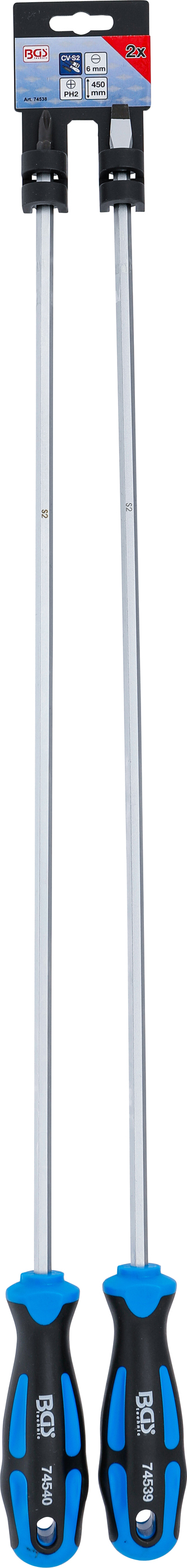 BGS Schraubendreher-Satz | extra lang | Schlitz, Kreuzschlitz PH | 2-tlg.
