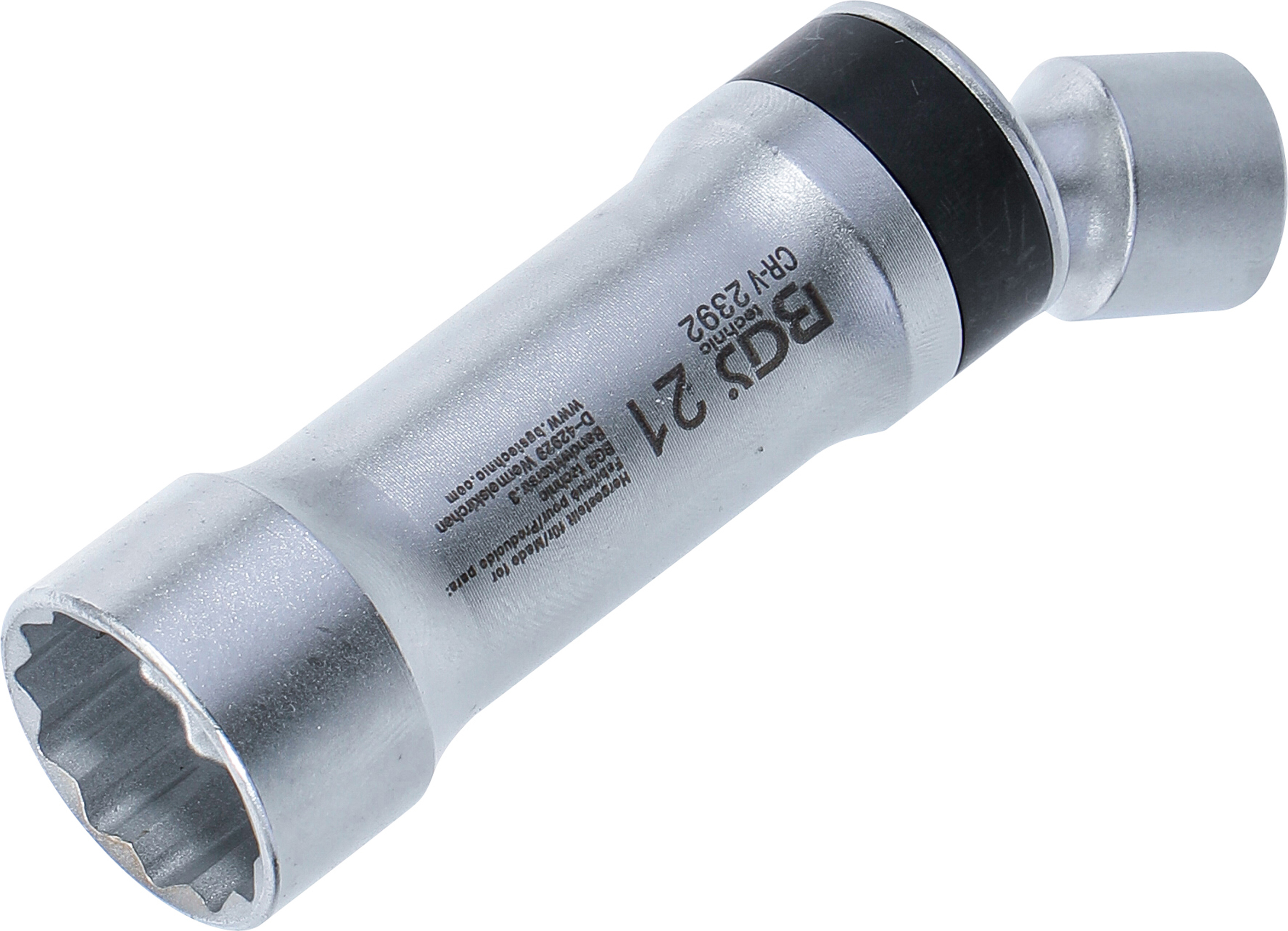 BGS Zündkerzen-Gelenkeinsatz Zwölfkant mit Haltefeder | Antrieb Innenvierkant 10 mm (3/8") | SW 21 mm