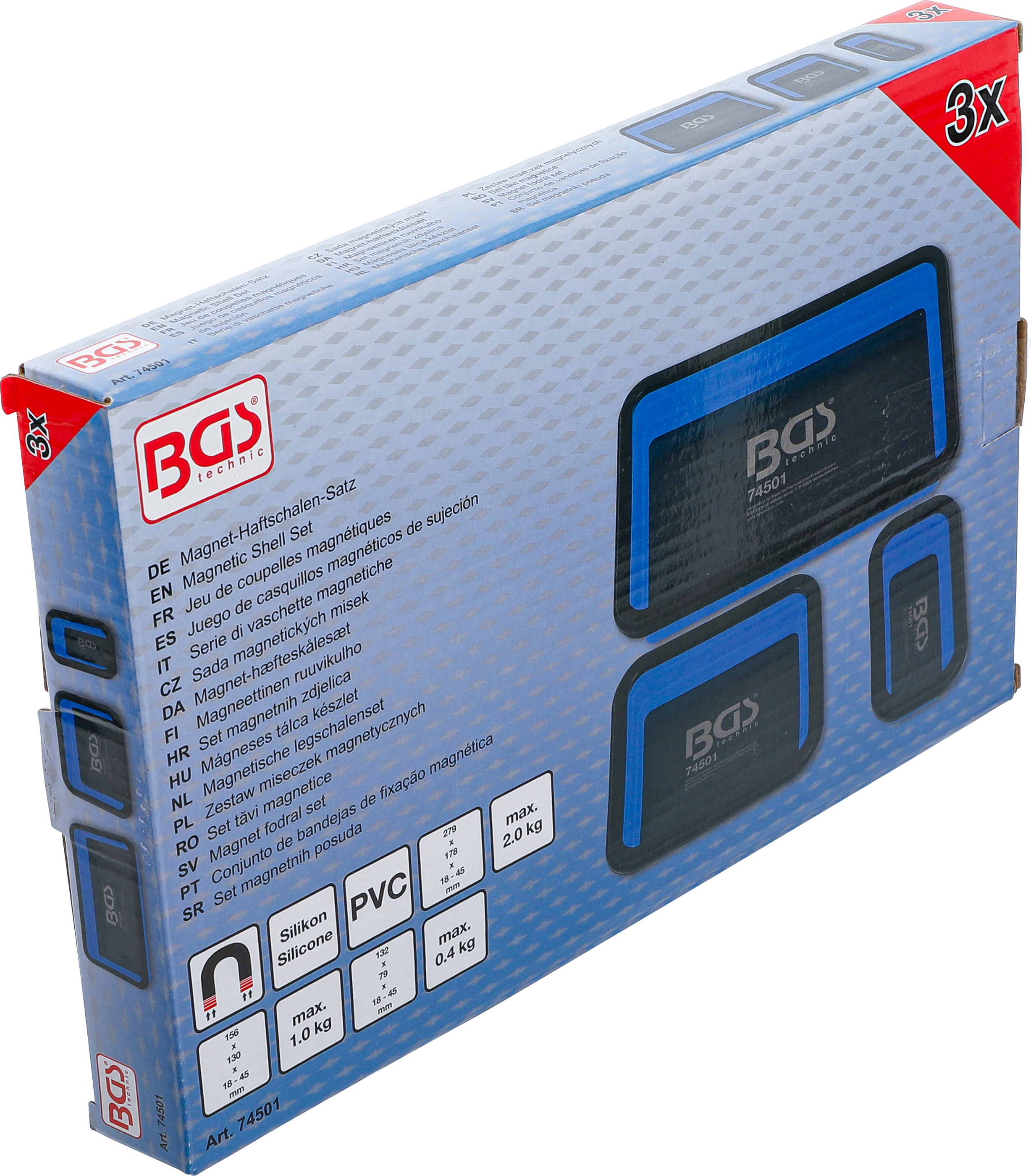 BGS Magnet-Haftschalen-Satz | Silikon | faltbar | 3-tlg.