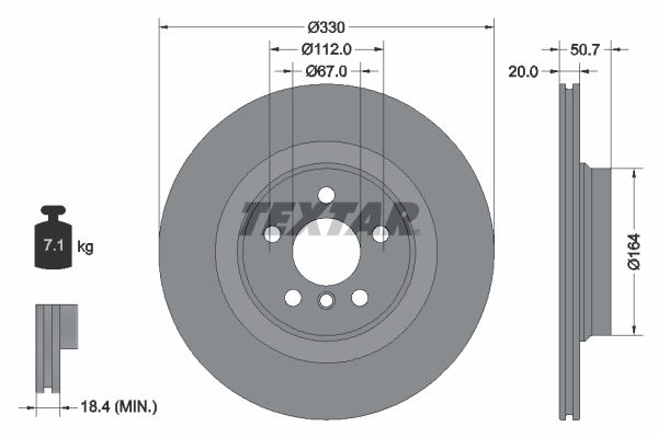 Bremsscheibe “TEXTAR innenbelüftet , 330 mm, 20 mm”