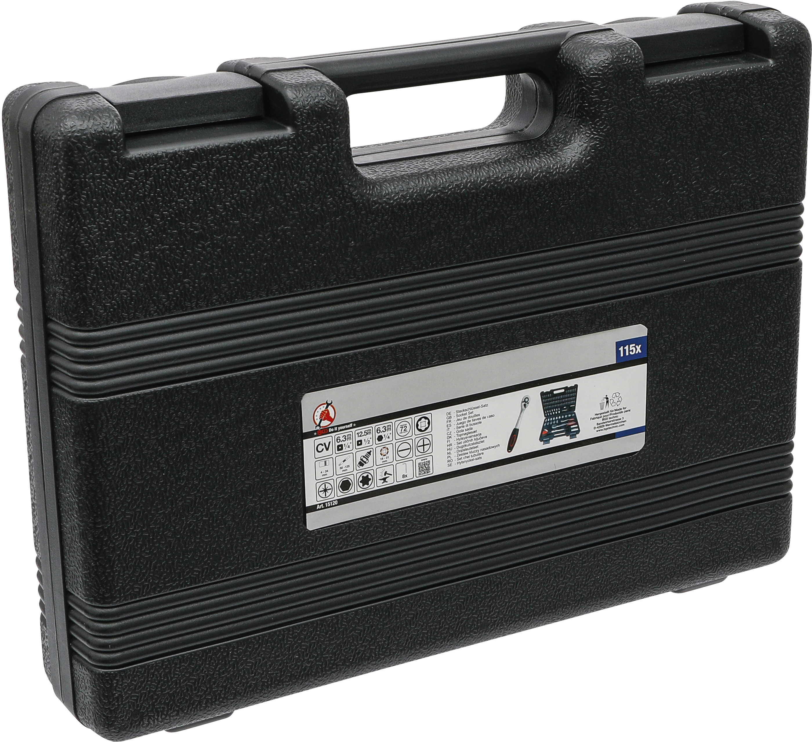 BGS Steckschlüssel-Satz Wellenprofil | Antrieb 6,3 mm (1/4") / 12,5 mm (1/2") | 115-tlg.