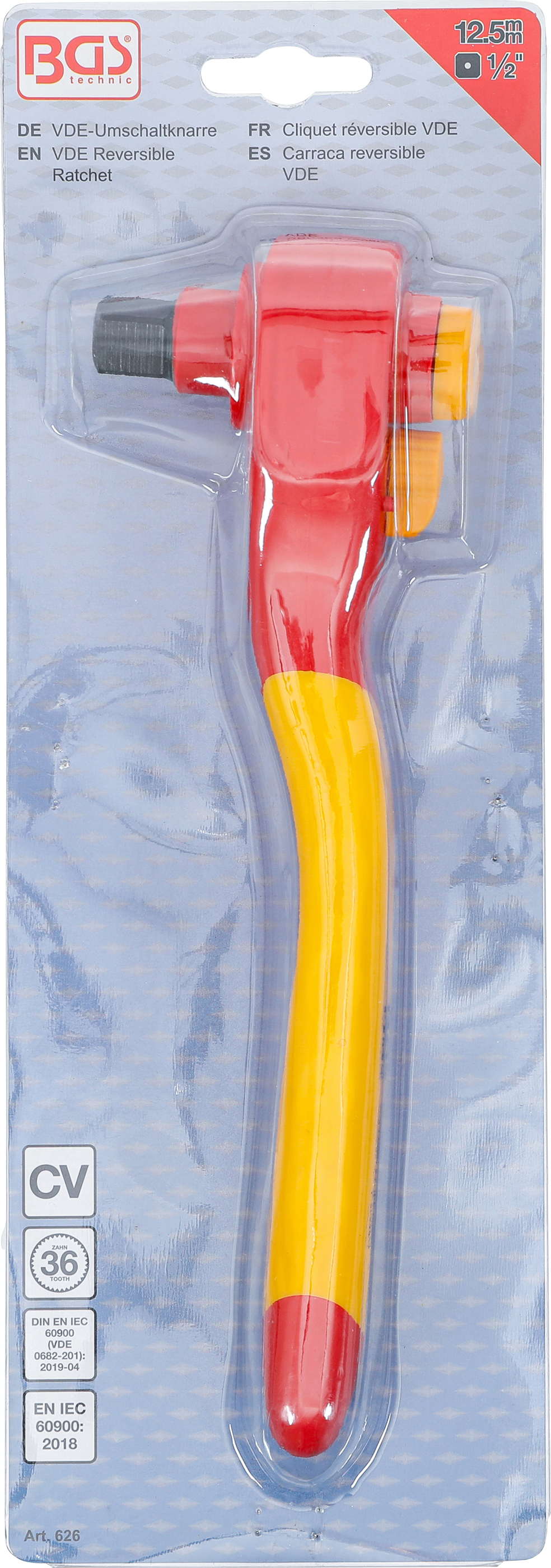 BGS VDE-Umschaltknarre | Abtrieb Außenvierkant 12,5 mm (1/2") | 1000 V
