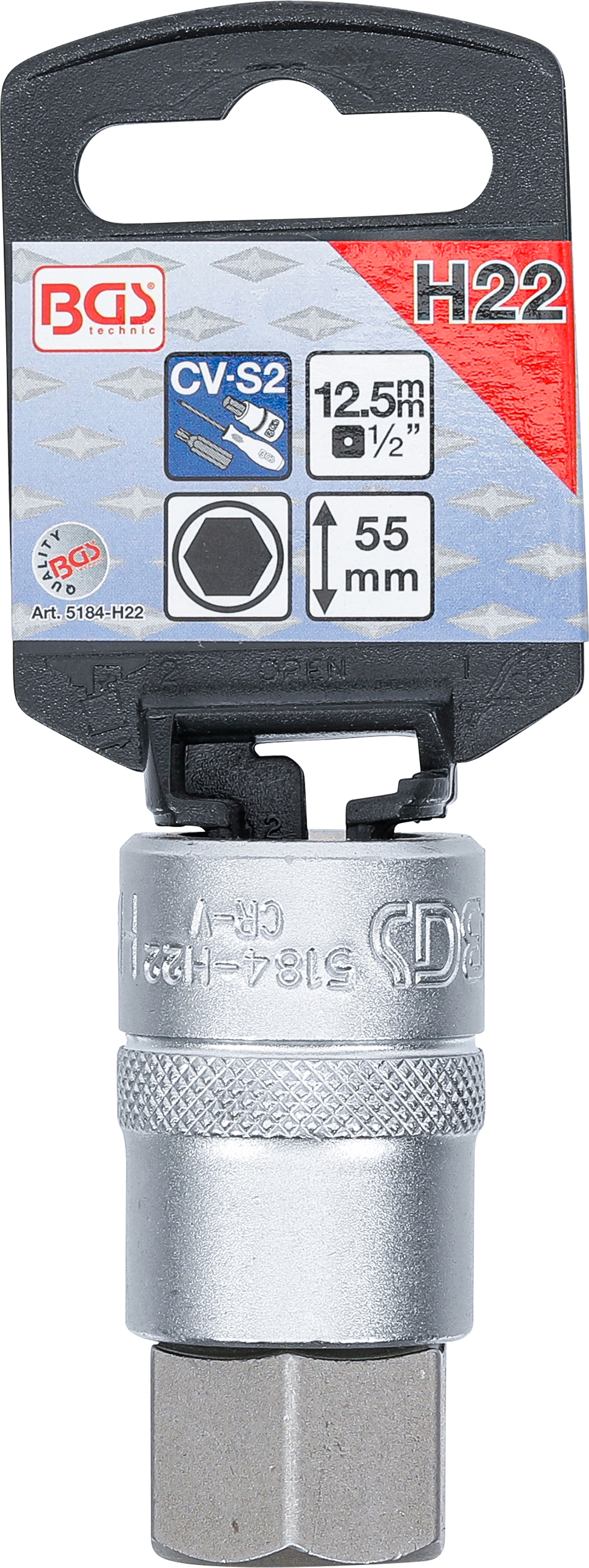 BGS Bit-Einsatz | Antrieb Innenvierkant 12,5 mm (1/2") | Innensechskant 22 mm