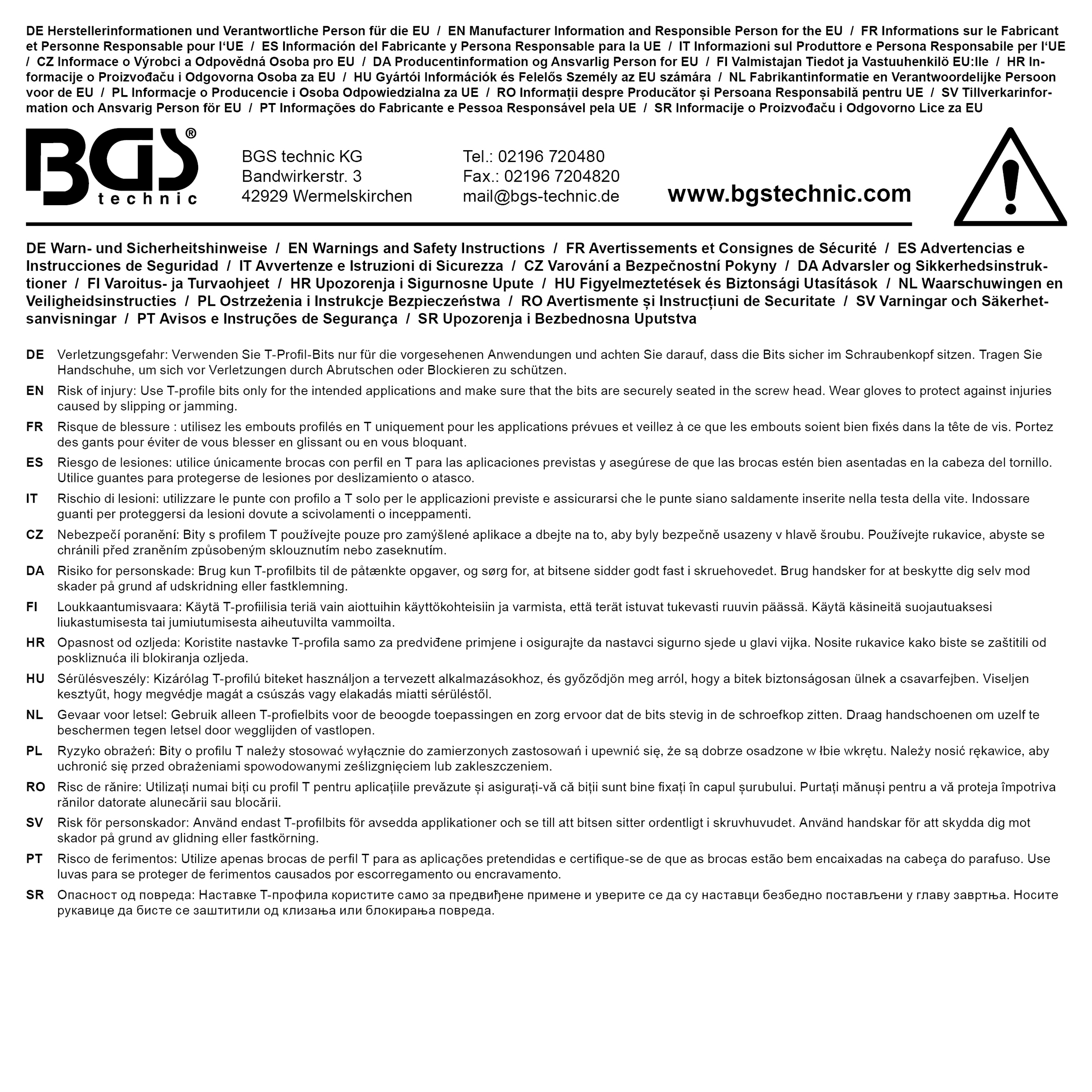 BGS Bit | Länge 75 mm | Antrieb Außensechskant 12,5 mm (1/2") | T-Profil (für Torx) T40