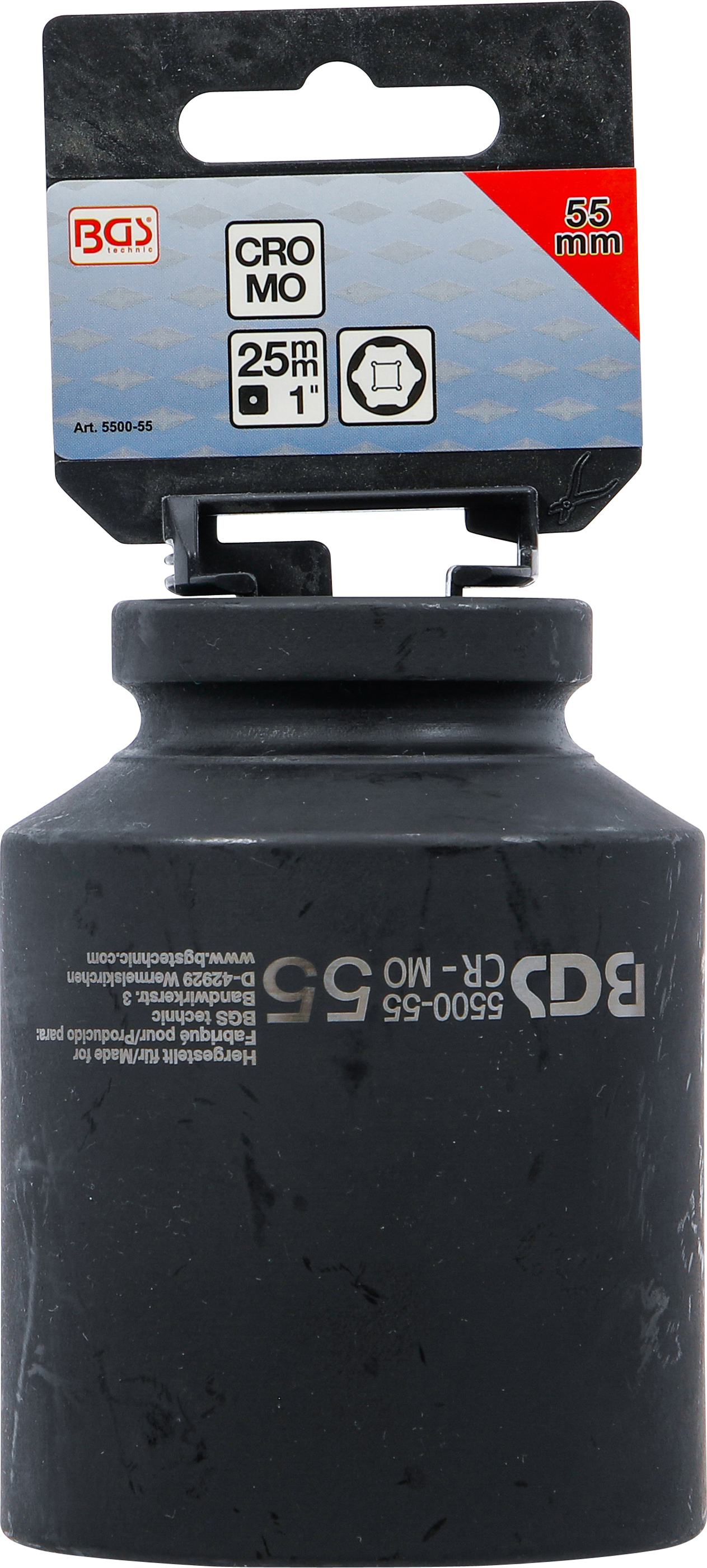 BGS Kraft-Steckschlüssel-Einsatz Sechskant, tief | Antrieb Innenvierkant 25 mm (1") | SW 55 mm