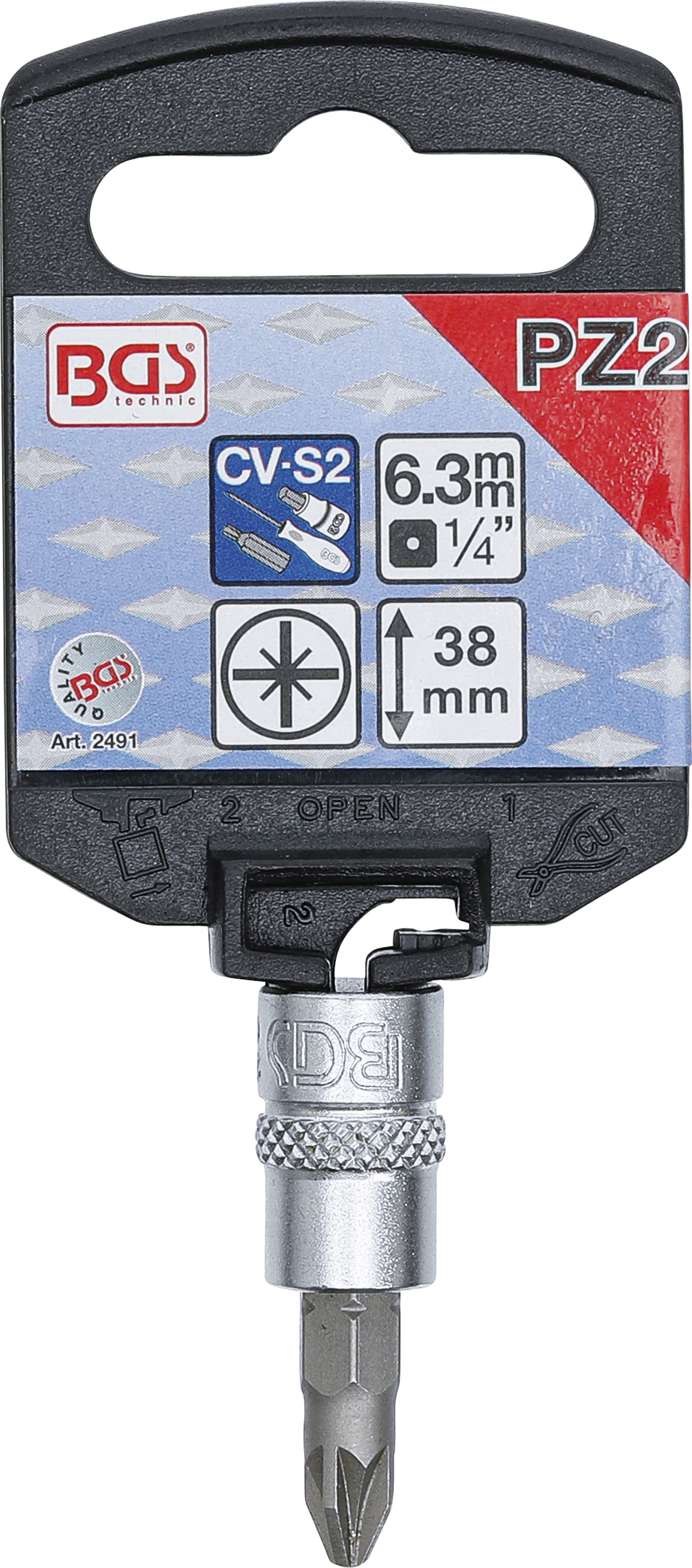 BGS Bit-Einsatz | Antrieb Innenvierkant 6,3 mm (1/4") | Kreuzschlitz PZ2