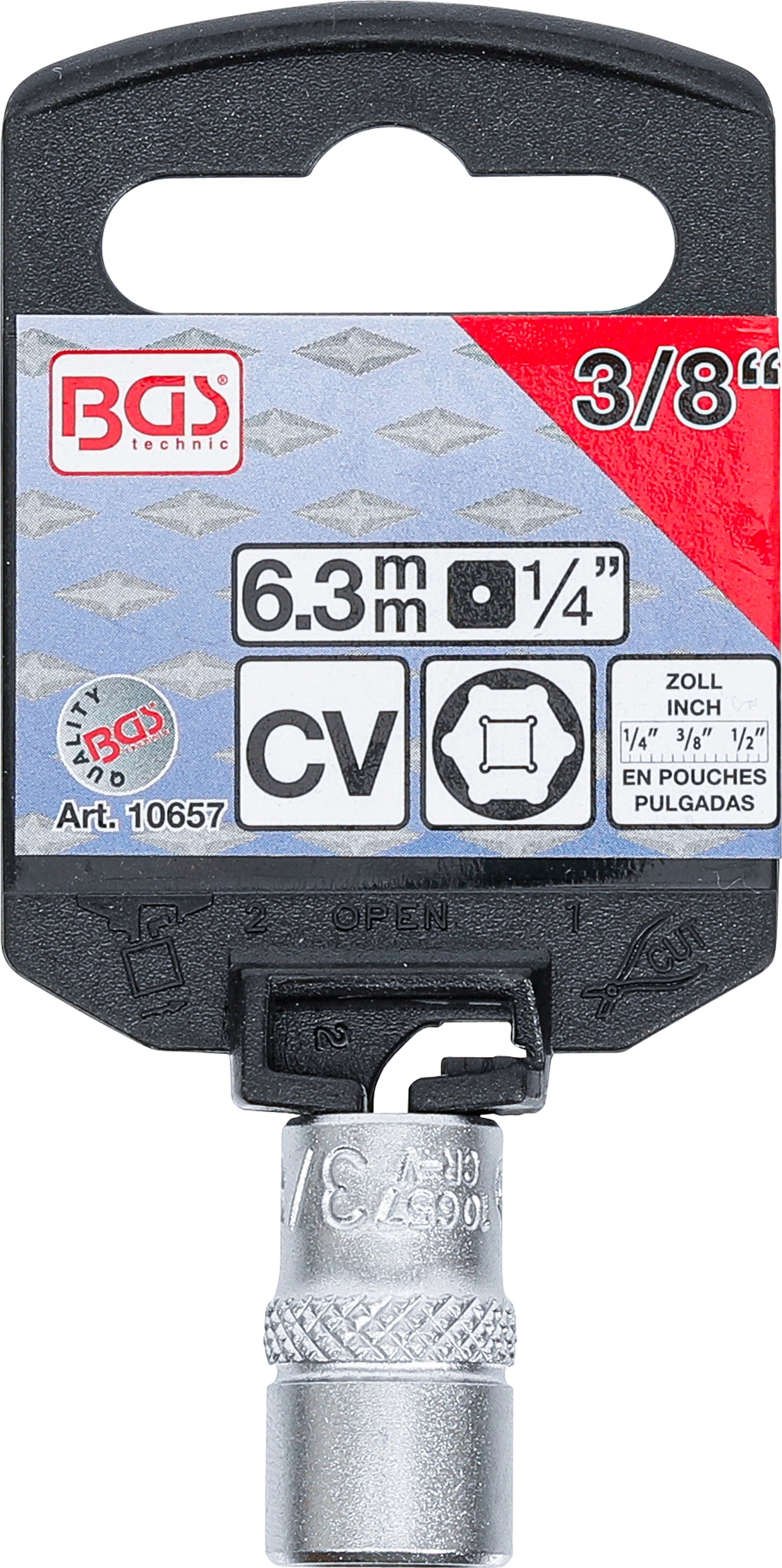 BGS Steckschlüssel-Einsatz Sechskant | Antrieb Innenvierkant 6,3 mm (1/4") | SW 3/8"