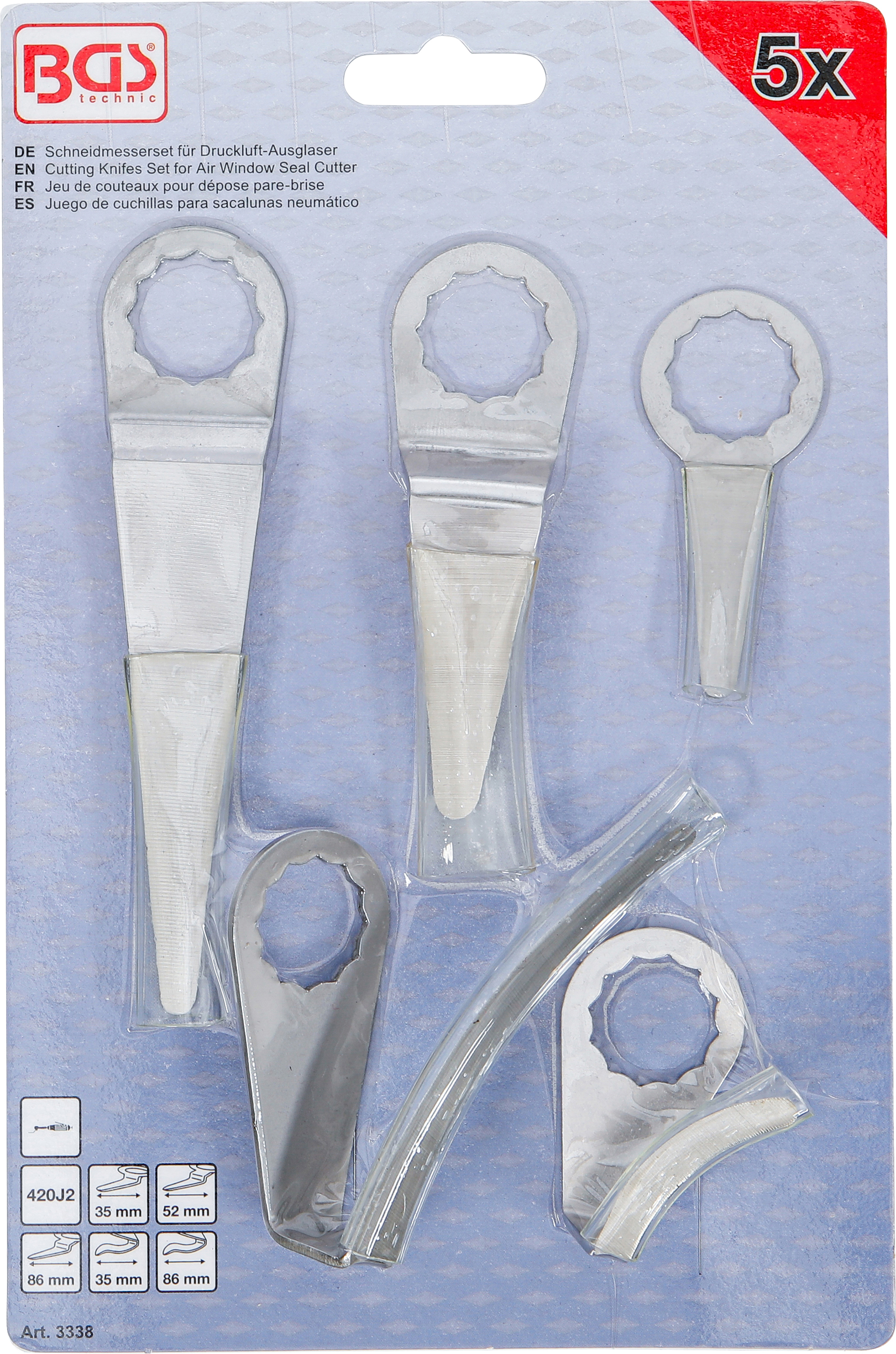 BGS Schneidmesserset für Druckluft-Ausglaser | für Art. 3218, 9291 | 5-tlg.