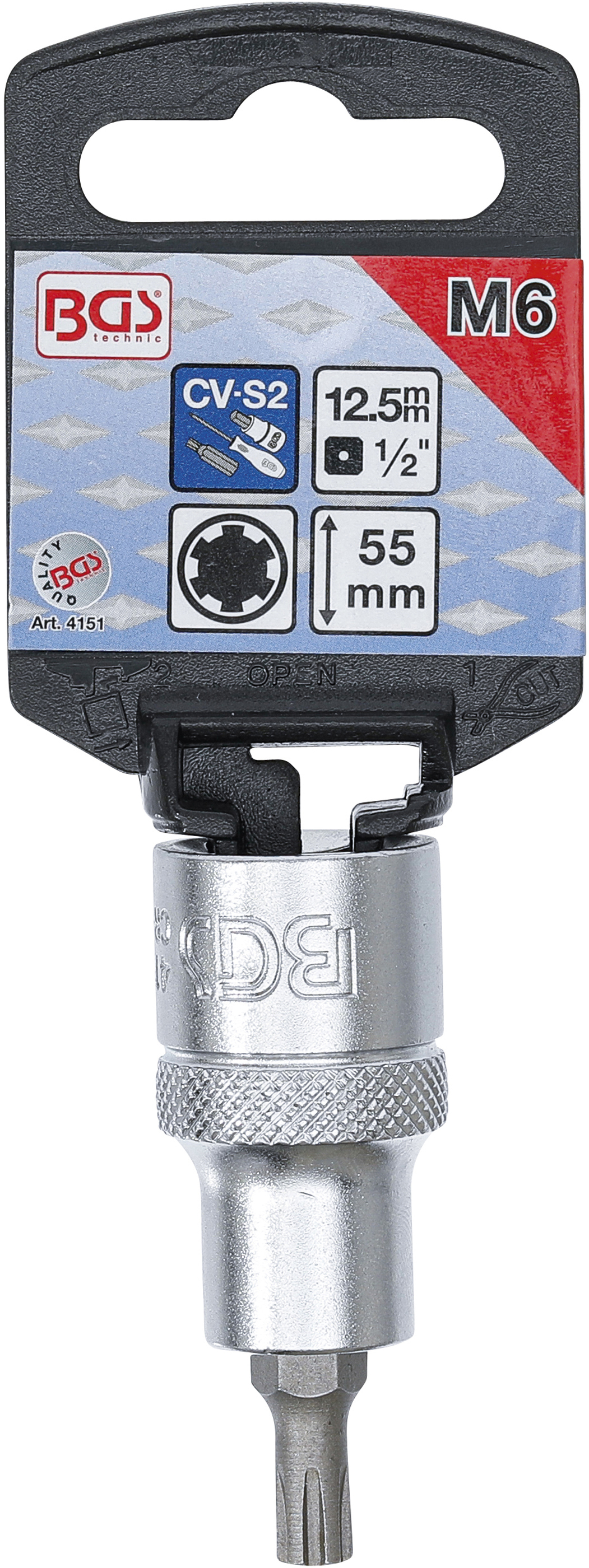 BGS Bit-Einsatz | Antrieb Innenvierkant 12,5 mm (1/2") | Keil-Profil (für RIBE) M6