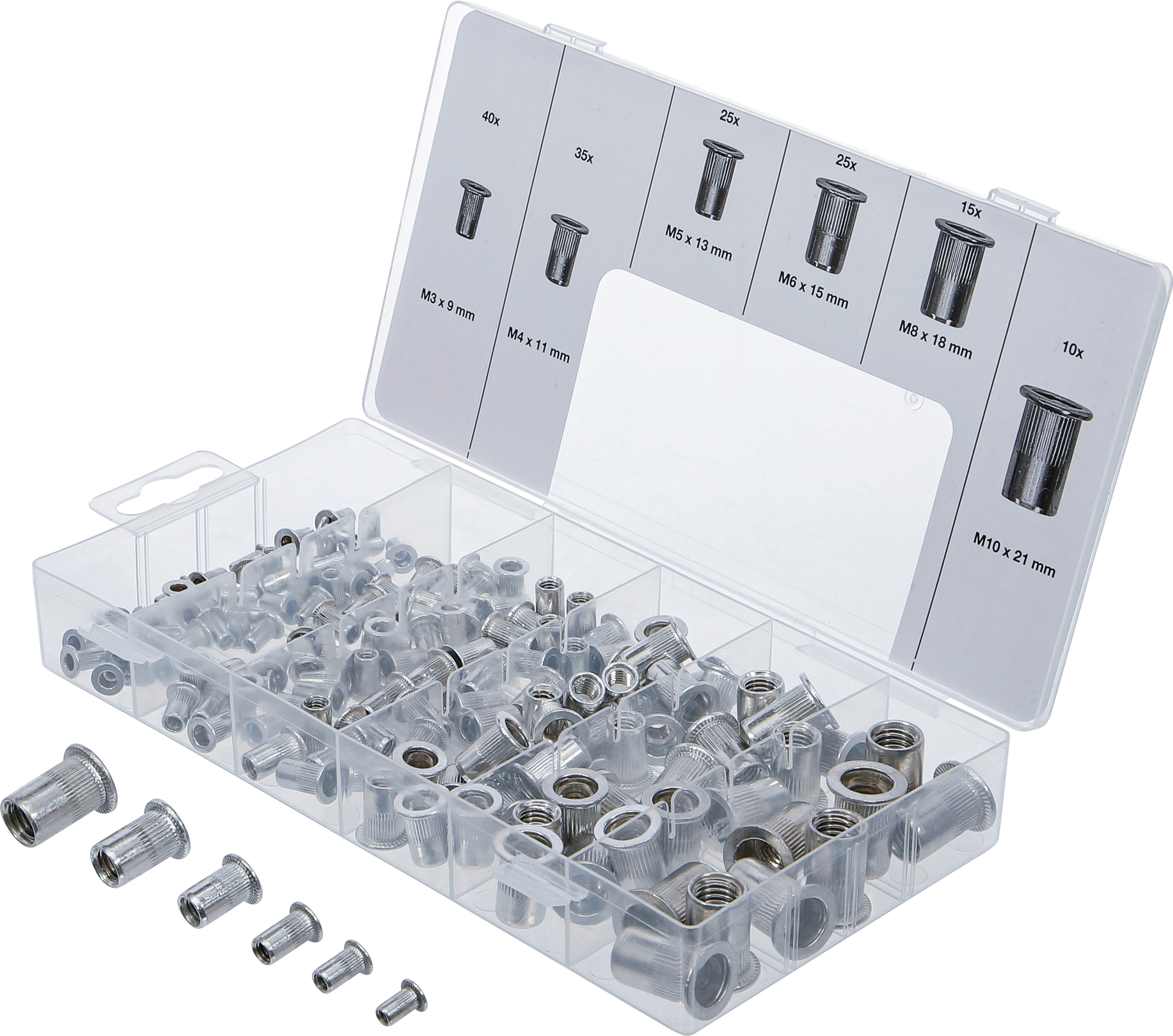 BGS Nietmuttern-Sortiment | Aluminium | 150-tlg.