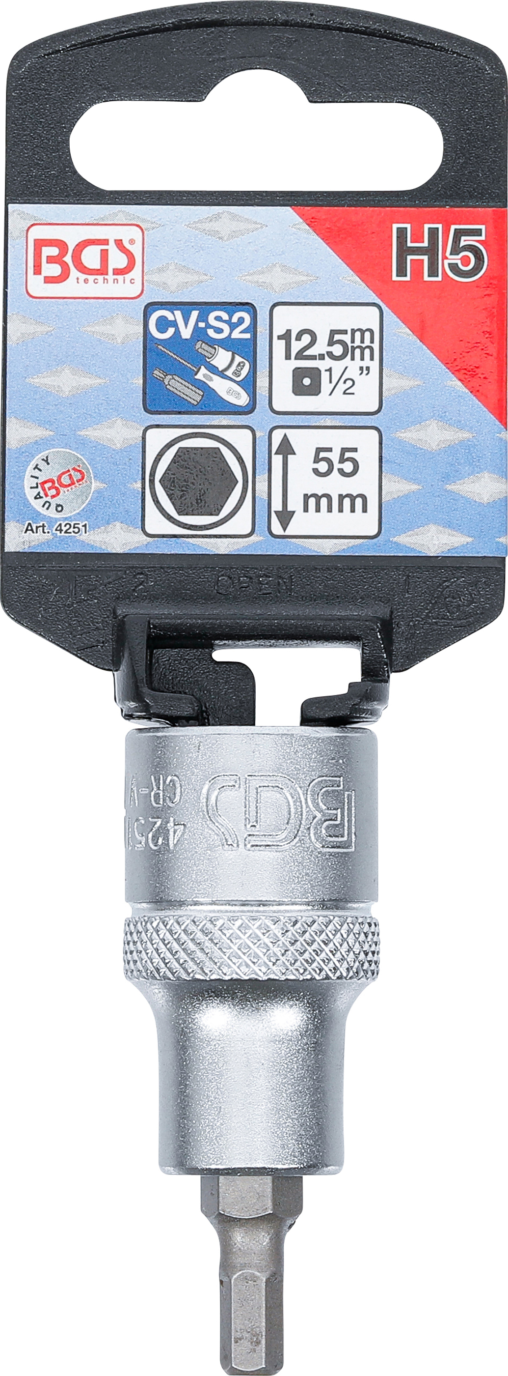 BGS Bit-Einsatz | Antrieb Innenvierkant 12,5 mm (1/2") | Innensechskant 5 mm