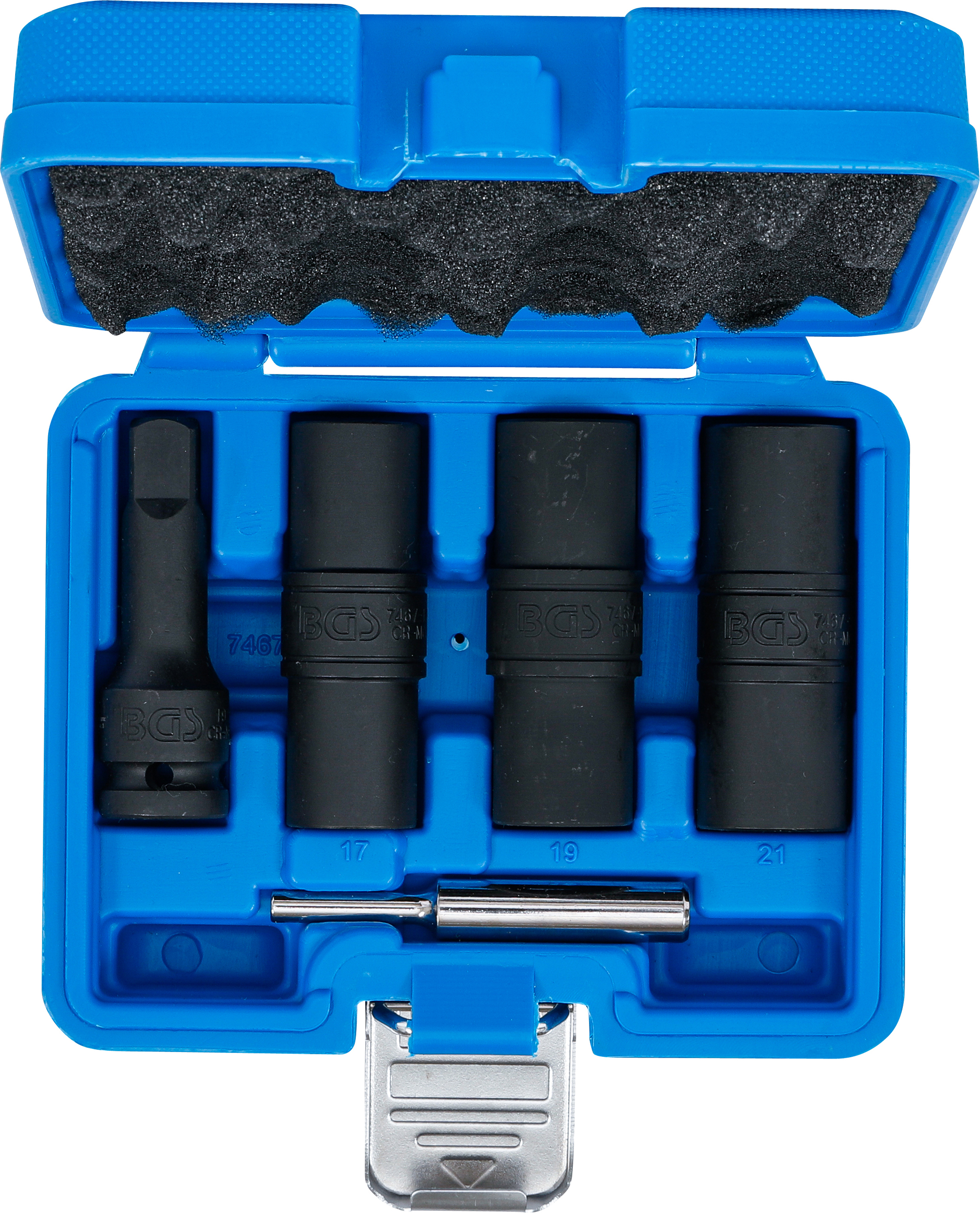 BGS Kraft-Spezial-Steckschlüssel-Wendeeinssatz-Satz | Sechskant & Schraubendreher 17 - 19 - 21 mm | 12,5 mm (1/2") | 3-tlg.