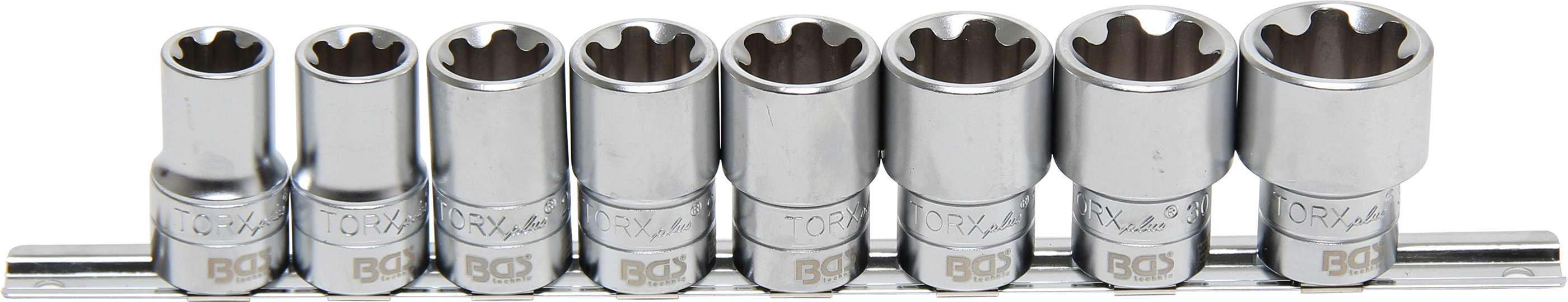 BGS Steckschlüssel-Einsatz-Satz T-Profil Plus (für Torx Plus) | Antrieb Innenvierkant 12,5 mm (1/2") | SW 18EP - 32EP | 8-tlg.