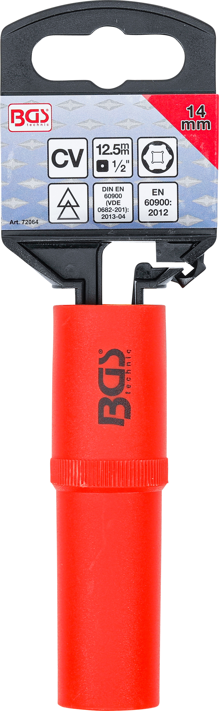 BGS VDE-Steckschlüssel-Einsatz Sechskant | Antrieb Innenvierkant 12,5 mm (1/2") | SW 14 mm