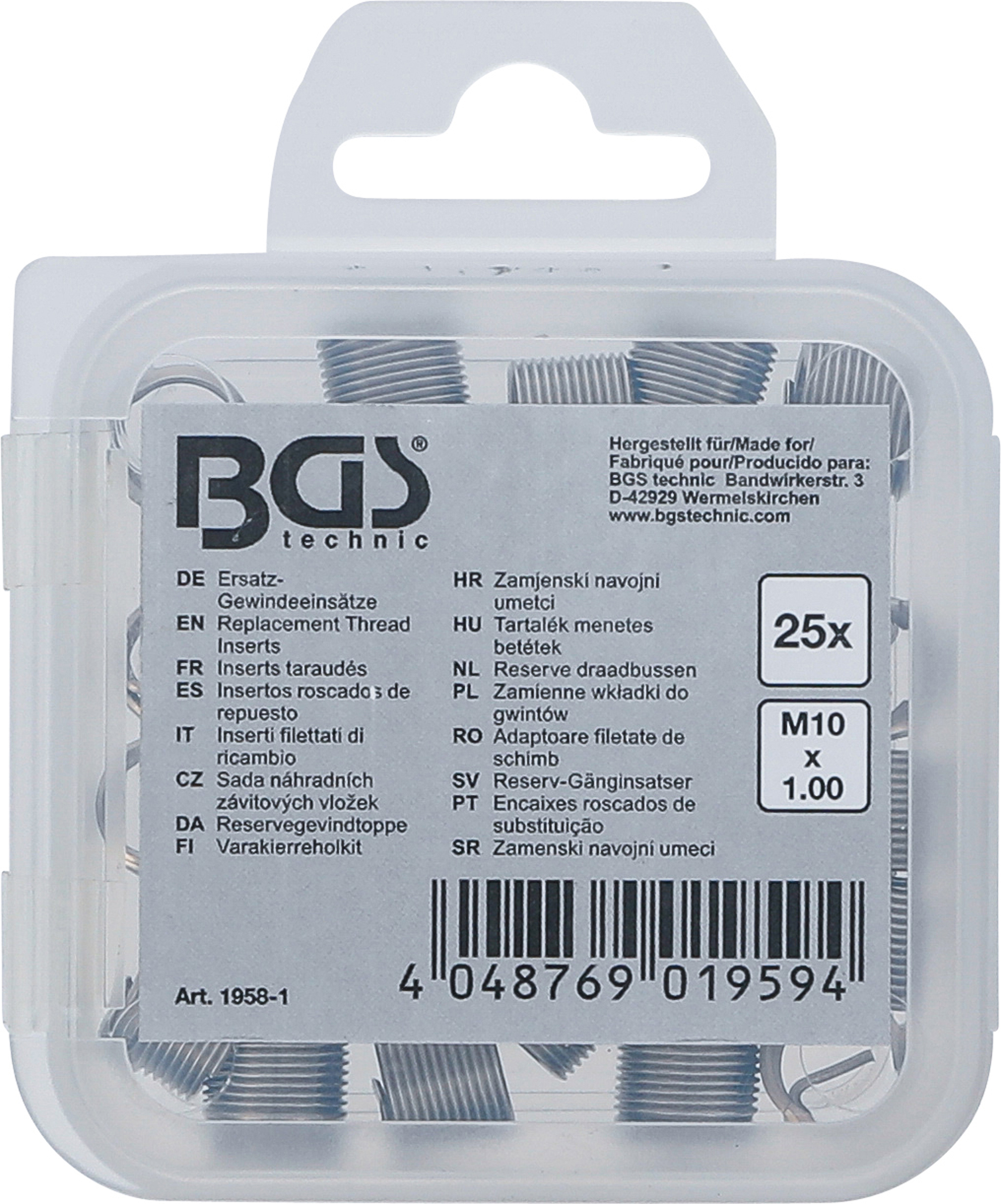 BGS Ersatz-Gewindeeinsätze | M10 x 1,0 | 25-tlg.
