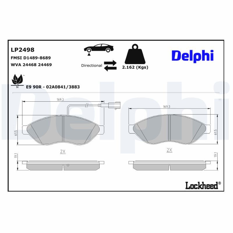 Bremsbelagsatz, Scheibenbremse