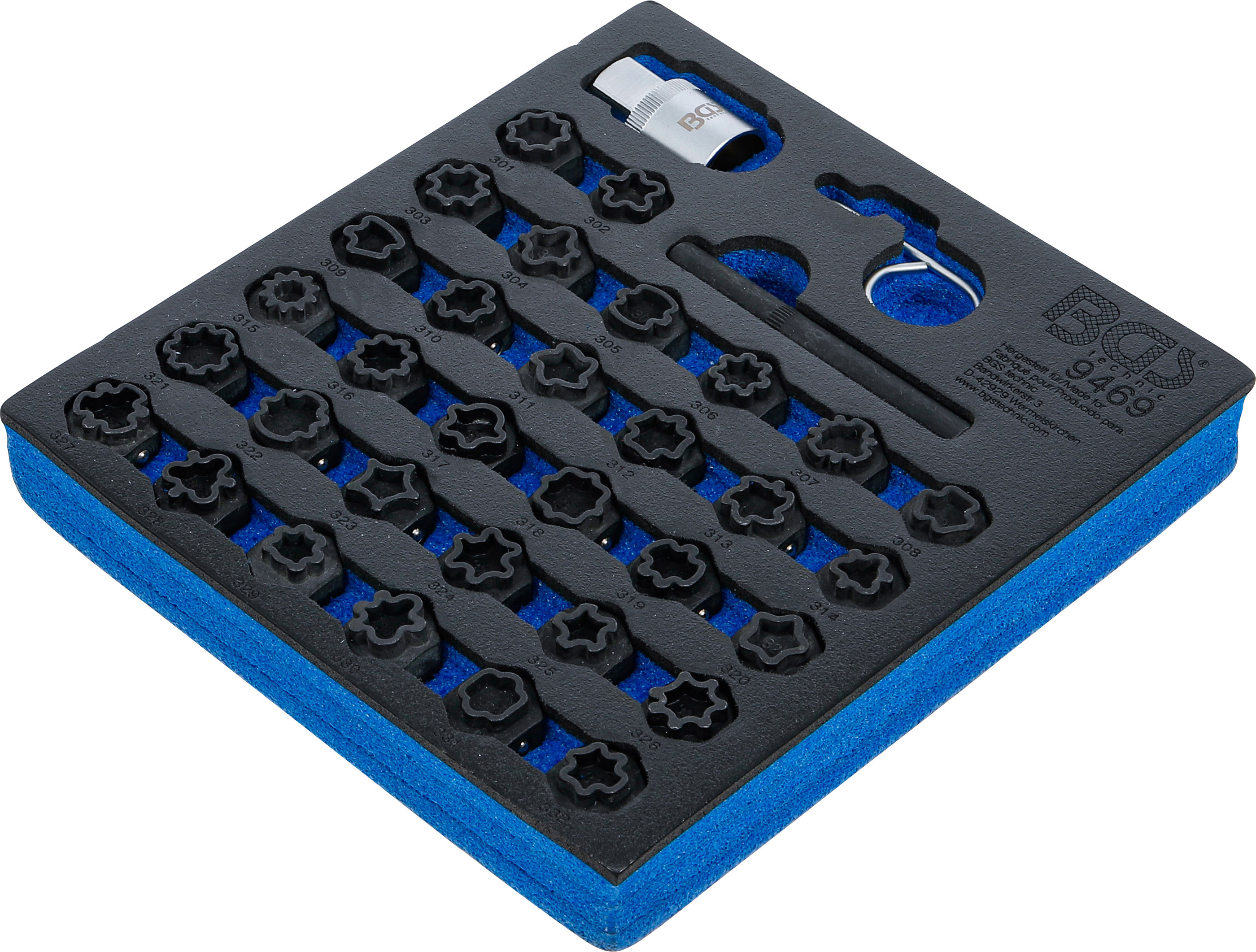 BGS Werkstattwageneinlage 1/6: Felgenschloss-Werkzeug-Satz für Mercedes-Benz | 35-tlg.