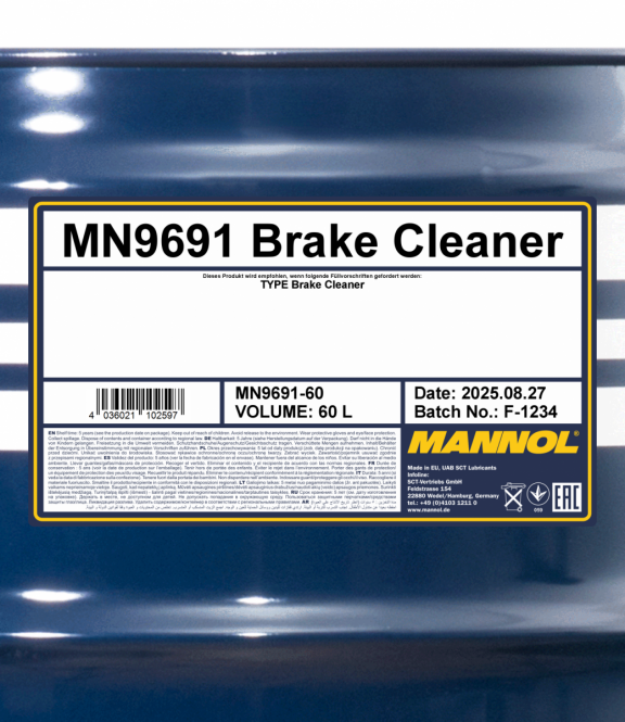 Mannol 9691 Brake Cleaner Bremsenreiniger 60 Liter Mannol 9691 Brake Cleaner Bremsenreiniger 60 Liter