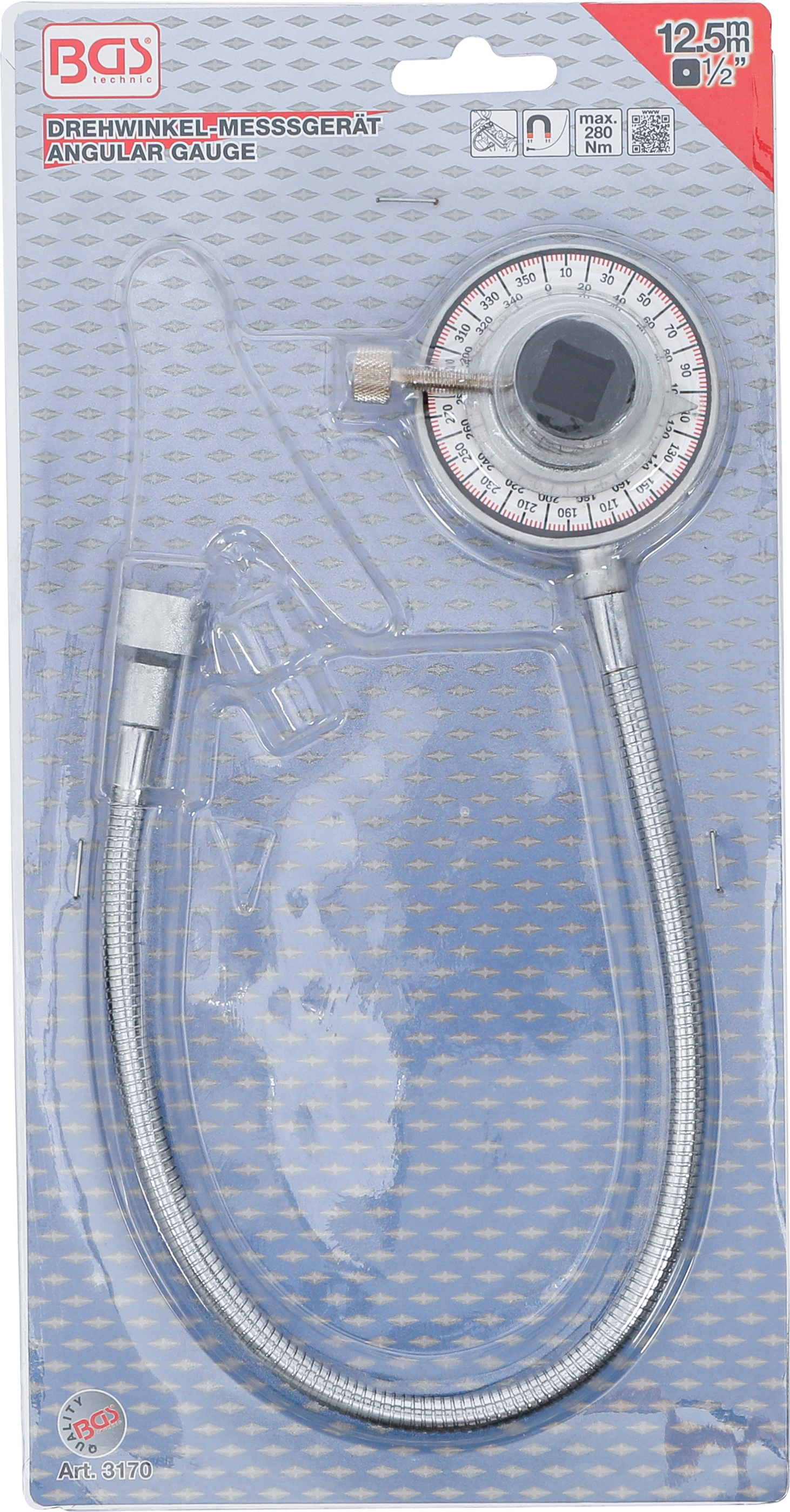 BGS Drehwinkel-Messgerät mit Magnetarm | Antrieb Innenvierkant 12,5 mm (1/2")