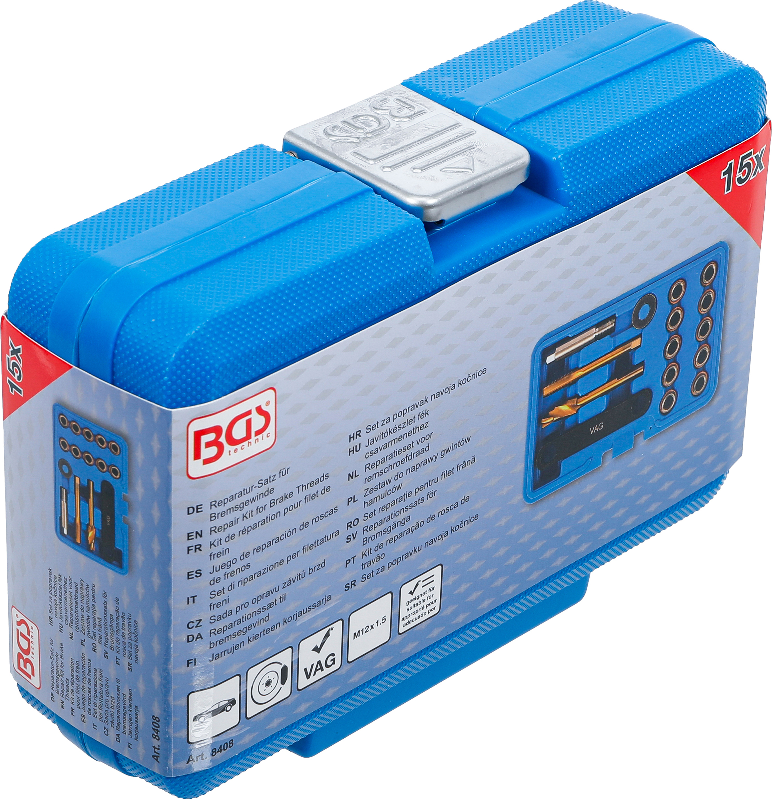 BGS Reparatur-Satz für Bremsgewinde | für VAG | M12 x 1,5 | 15-tlg.