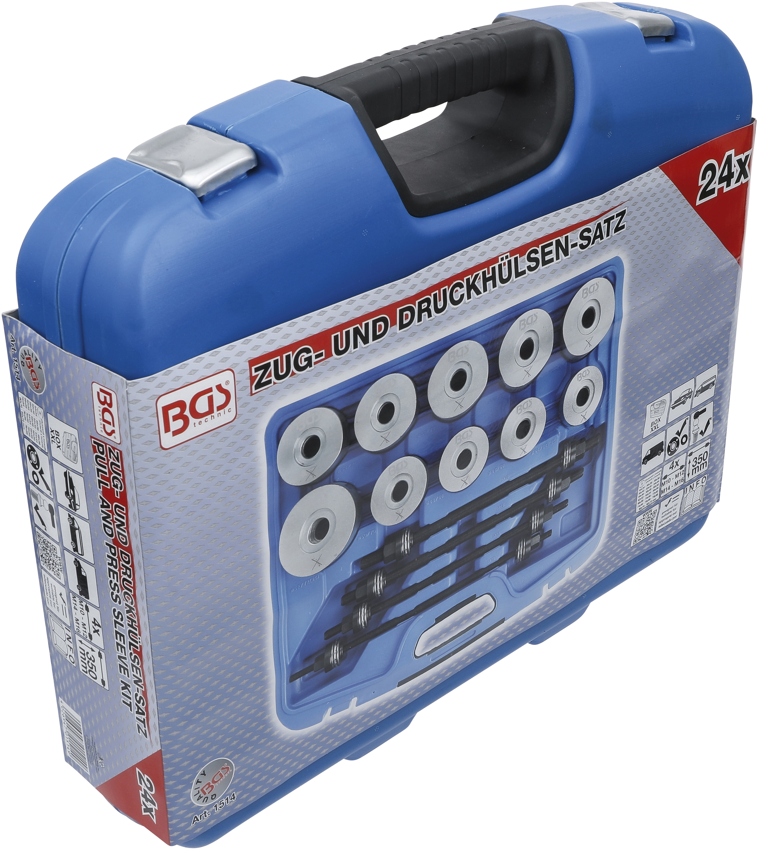 BGS Zug- und Druckhülsen-Satz | mit 4 Spindeln | 24-tlg.
