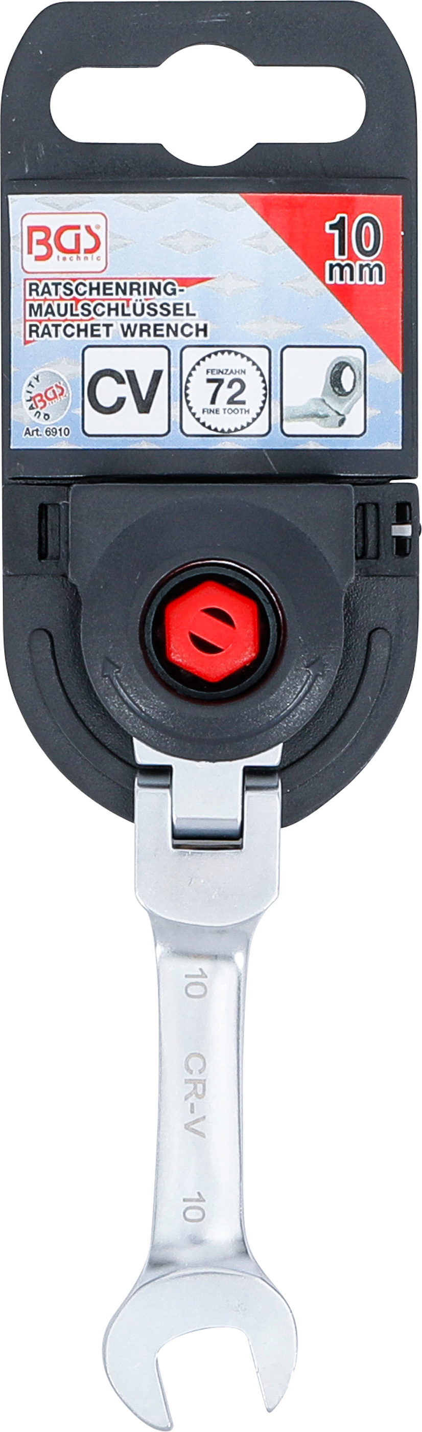 BGS Ratschenring-Maulschlüssel | kurz | abwinkelbar | SW 10 mm