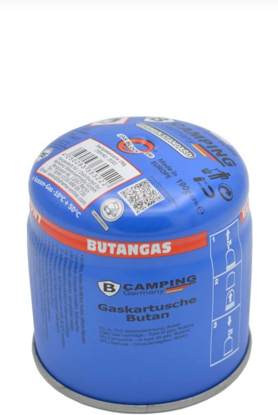 Camping Germany Gaskartusche 190 g Butan Propan Mix mit Gas Block System