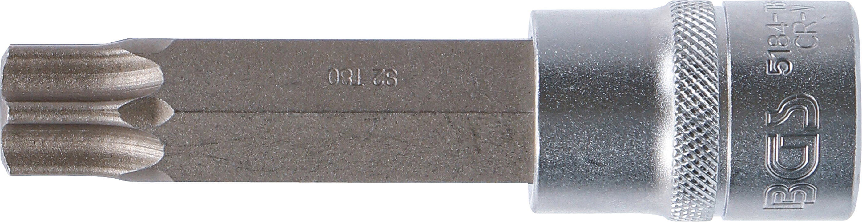 BGS Bit-Einsatz | Länge 100 mm | Antrieb Innenvierkant 12,5 mm (1/2") | T-Profil (für Torx) mit Bohrung T80