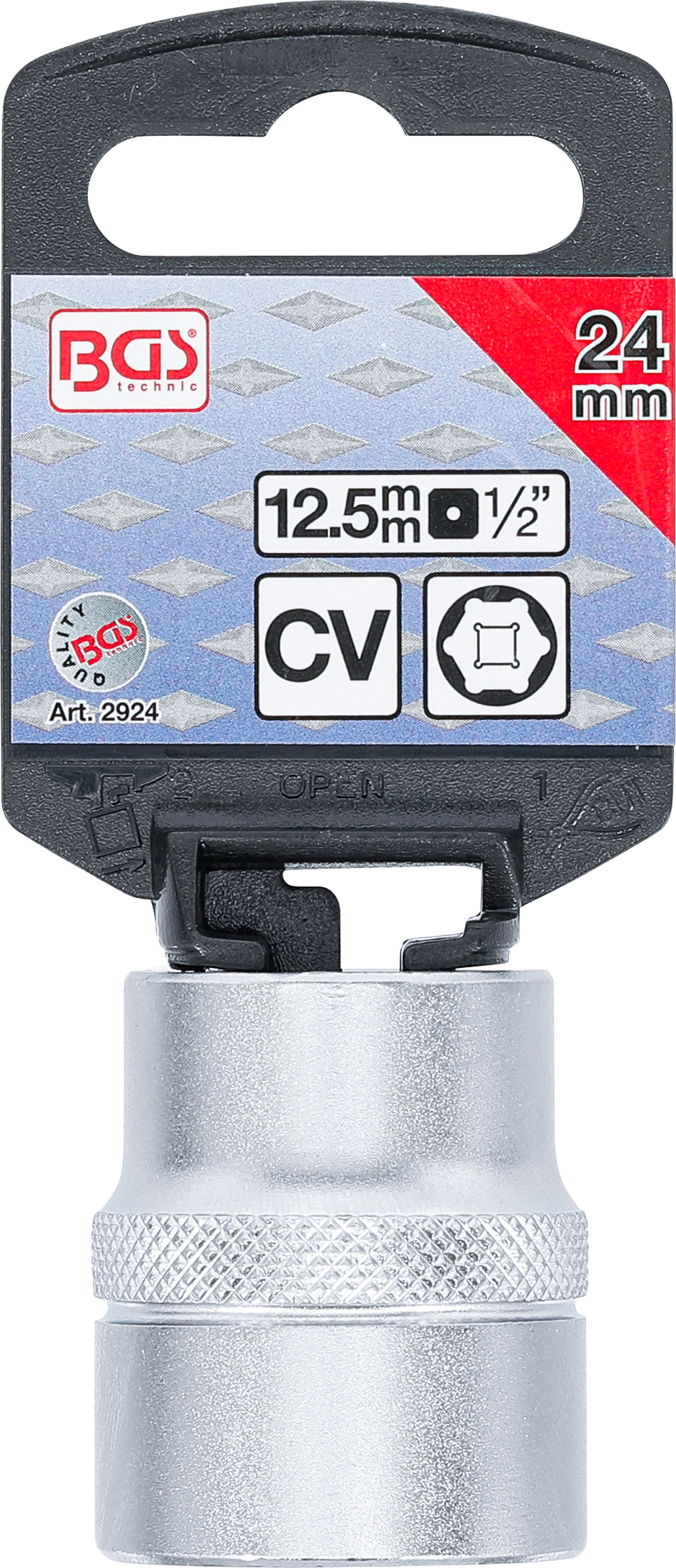 BGS Steckschlüssel-Einsatz Sechskant | Antrieb Innenvierkant 12,5 mm (1/2") | SW 24 mm