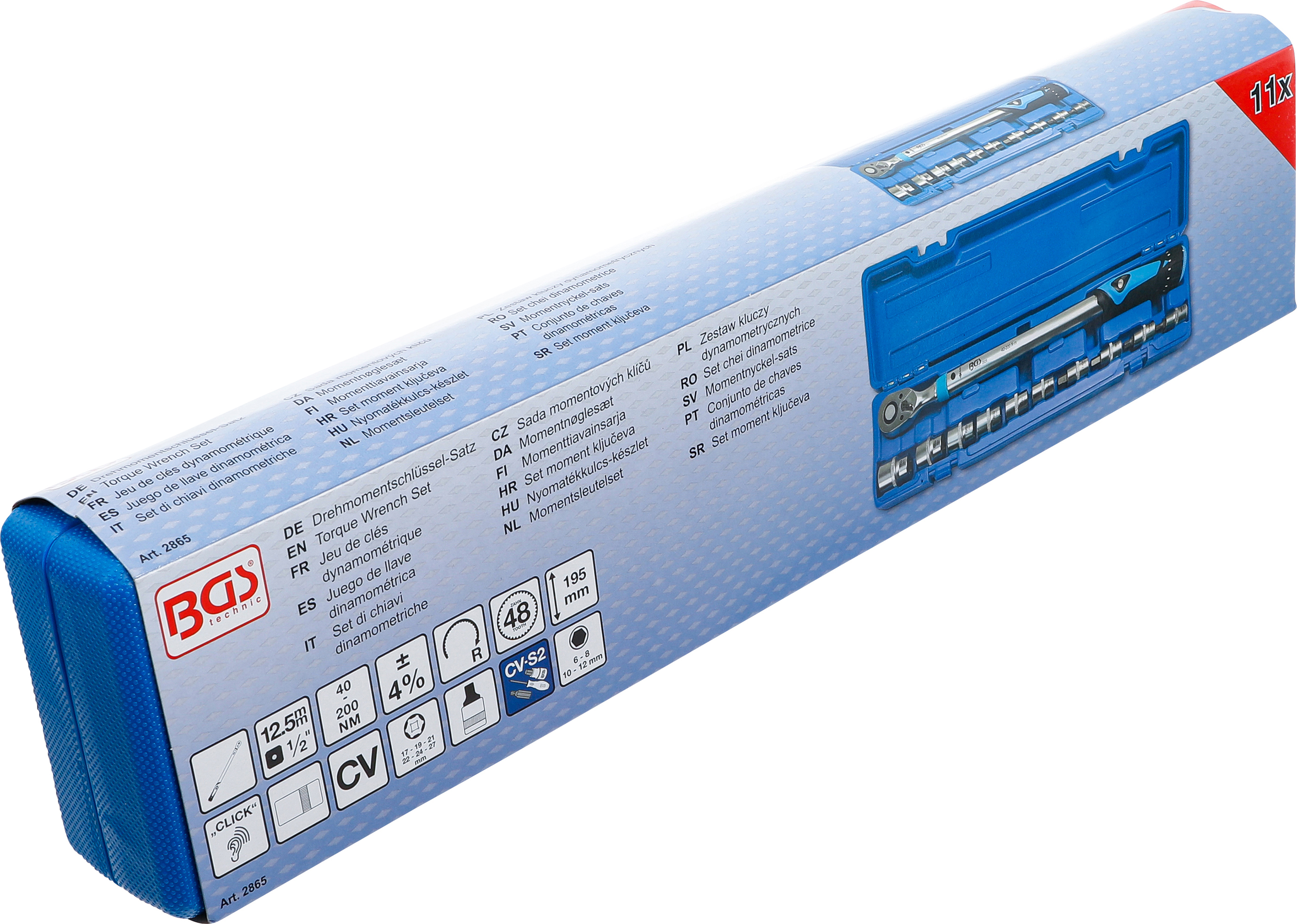BGS Drehmomentschlüssel-Satz | Abtrieb Innenvierkant 12,5 mm (1/2") | 40 - 200 Nm | 11-tlg.