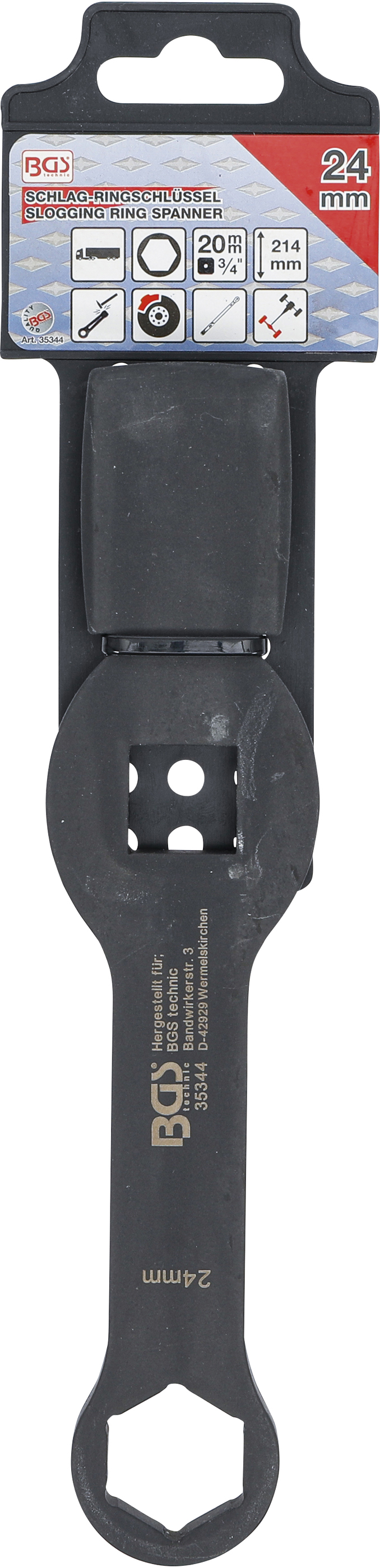 BGS Schlag-Ringschlüssel | Sechskant | mit 2 Schlagflächen | SW 24 mm