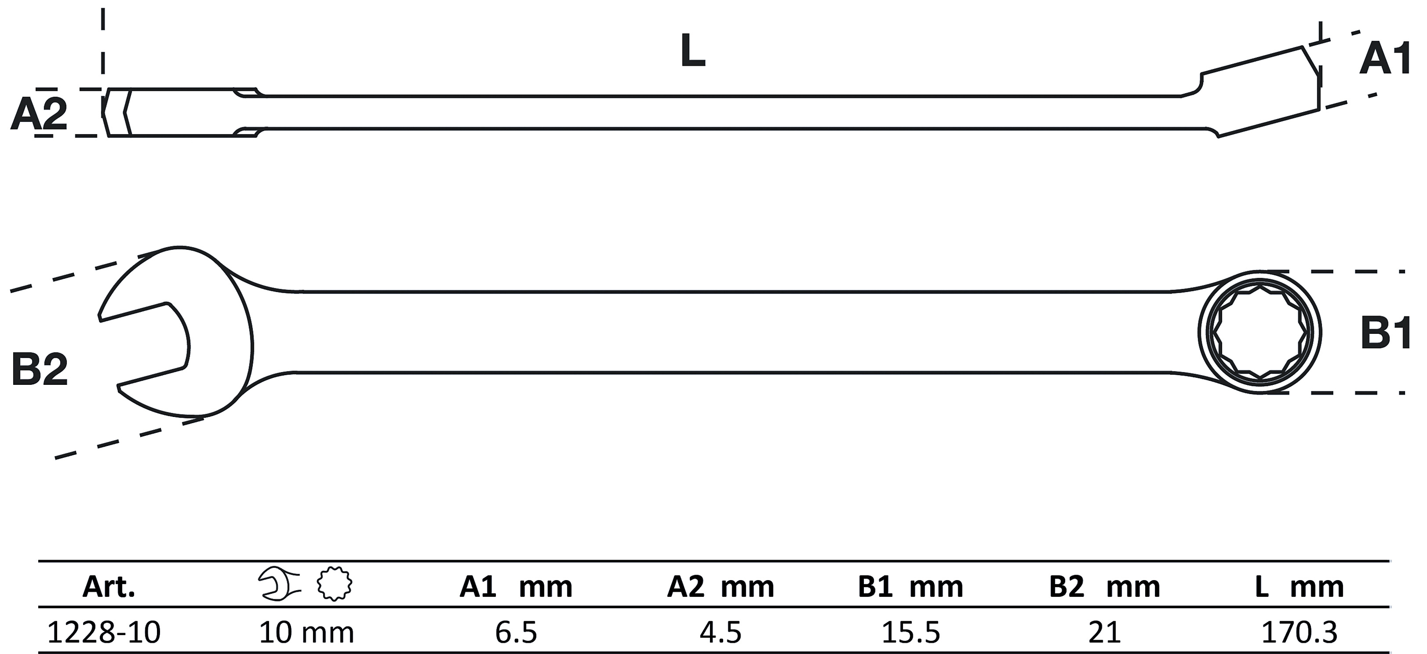 BGS Maul-Ringschlüssel | extra lang | SW 10 mm
