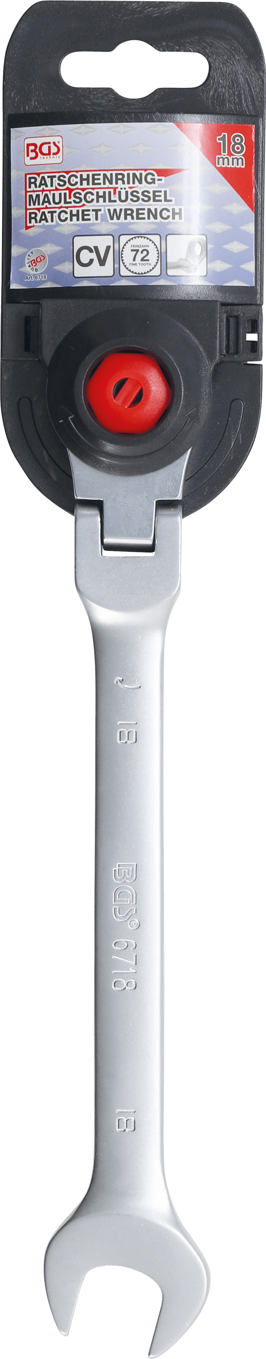BGS Ratschenring-Maulschlüssel | abwinkelbar | SW 18 mm