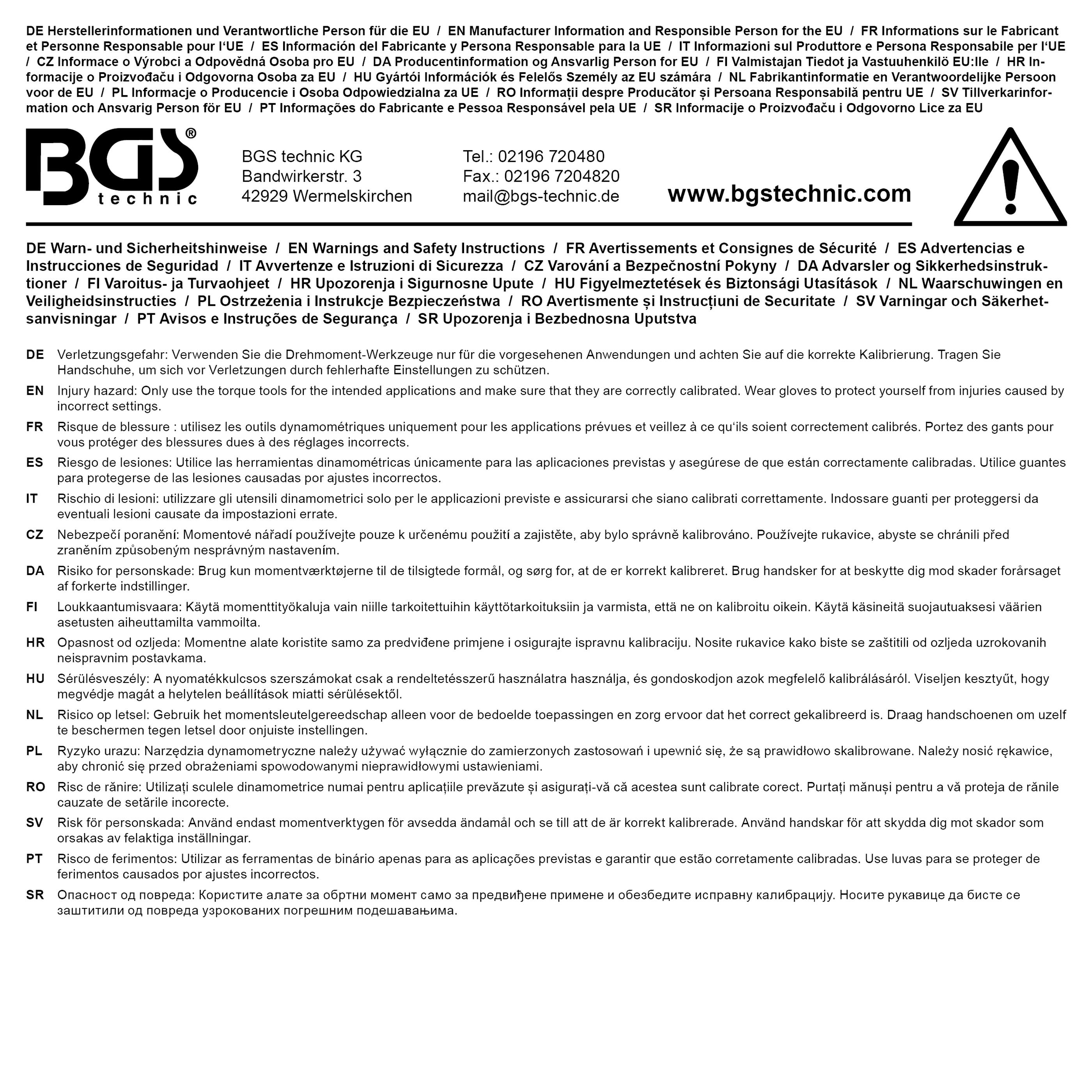 BGS Drehmomentschlüssel-Satz | für 9 x 12 mm Einsteckwerkzeuge | 6 - 30 Nm | 10-tlg.