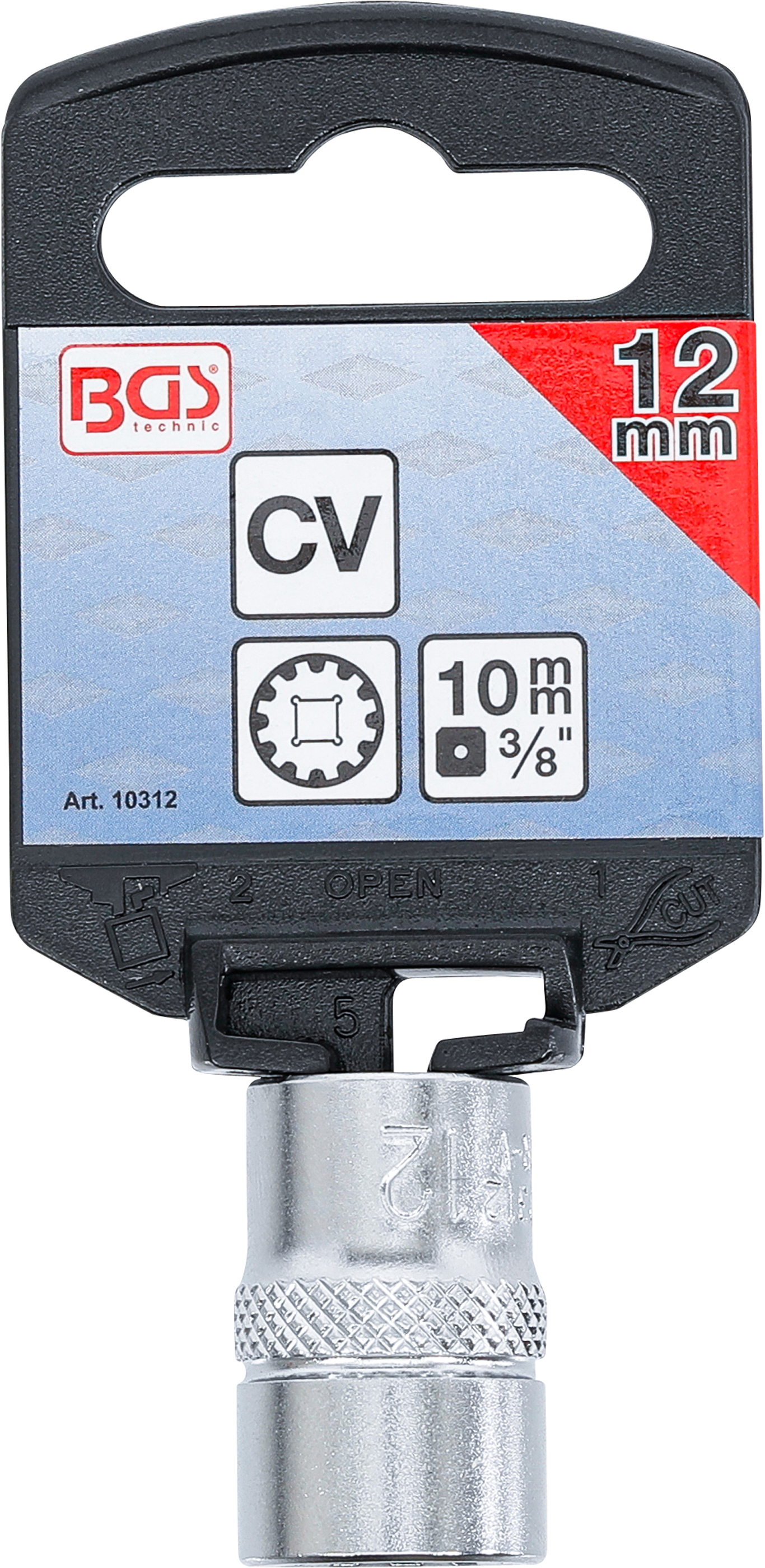 BGS Steckschlüssel-Einsatz Gear Lock | Antrieb Innenvierkant 10 mm (3/8") | SW 12 mm