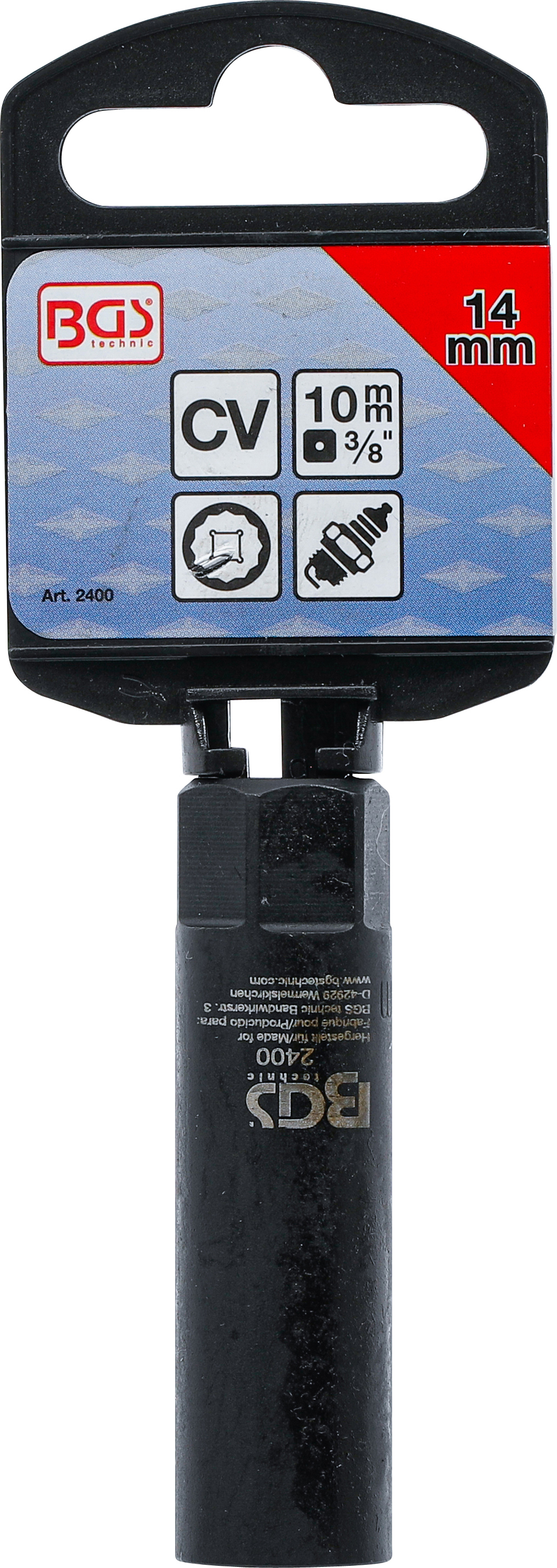 BGS Zündkerzen-Einsatz Sechskant | Antrieb Innenvierkant 10 mm (3/8") | SW 14 mm