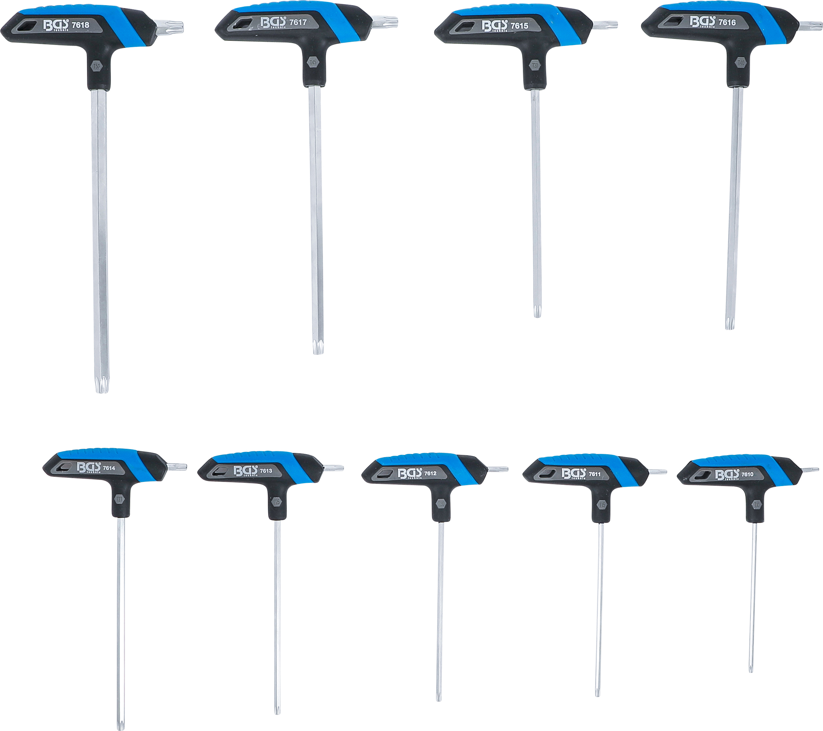BGS T-Griff-Schlüssel-Satz | T-Profil (für Torx) T10 - T50 | 9-tlg.
