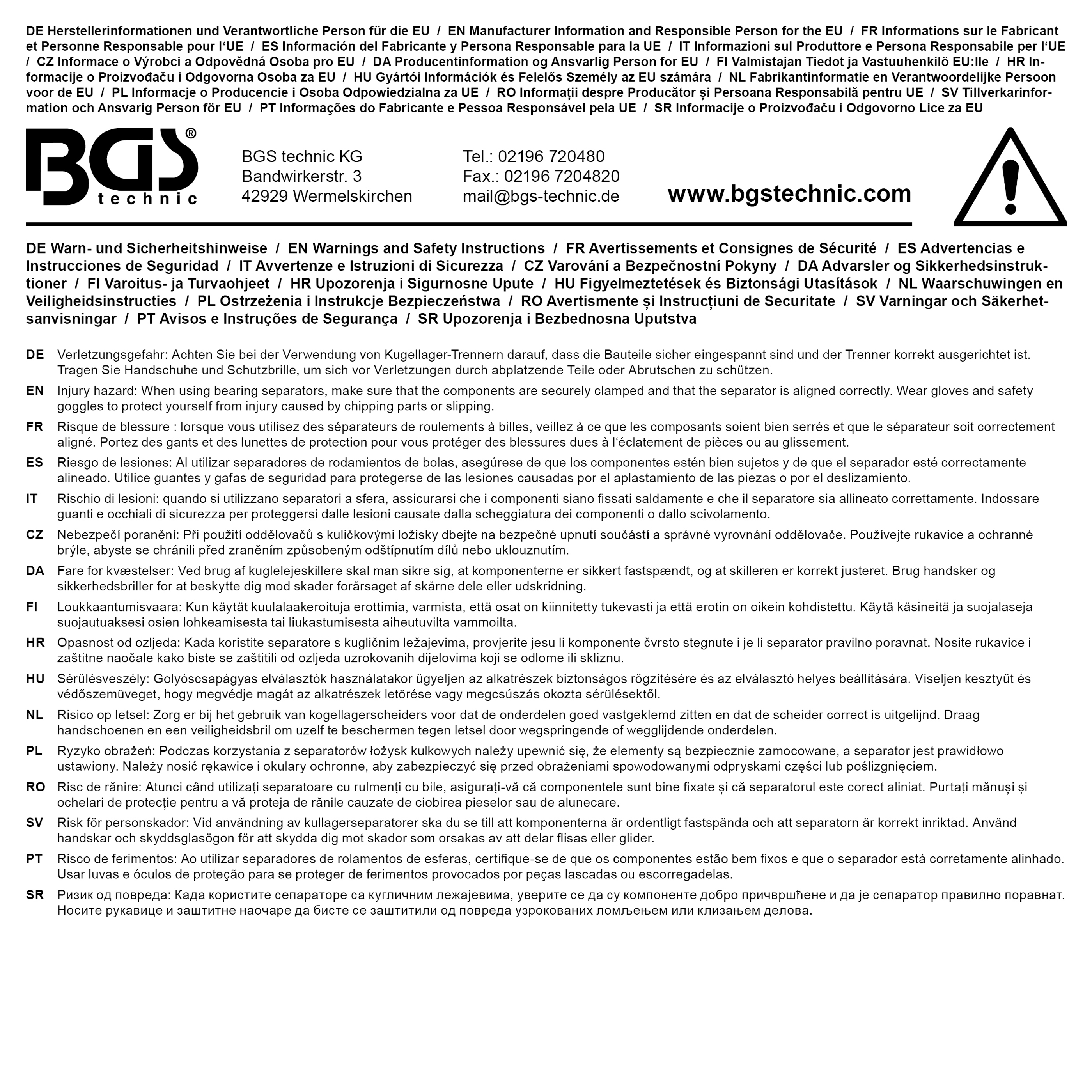 BGS Trennmesser für Kugellager | 29 - 168 mm