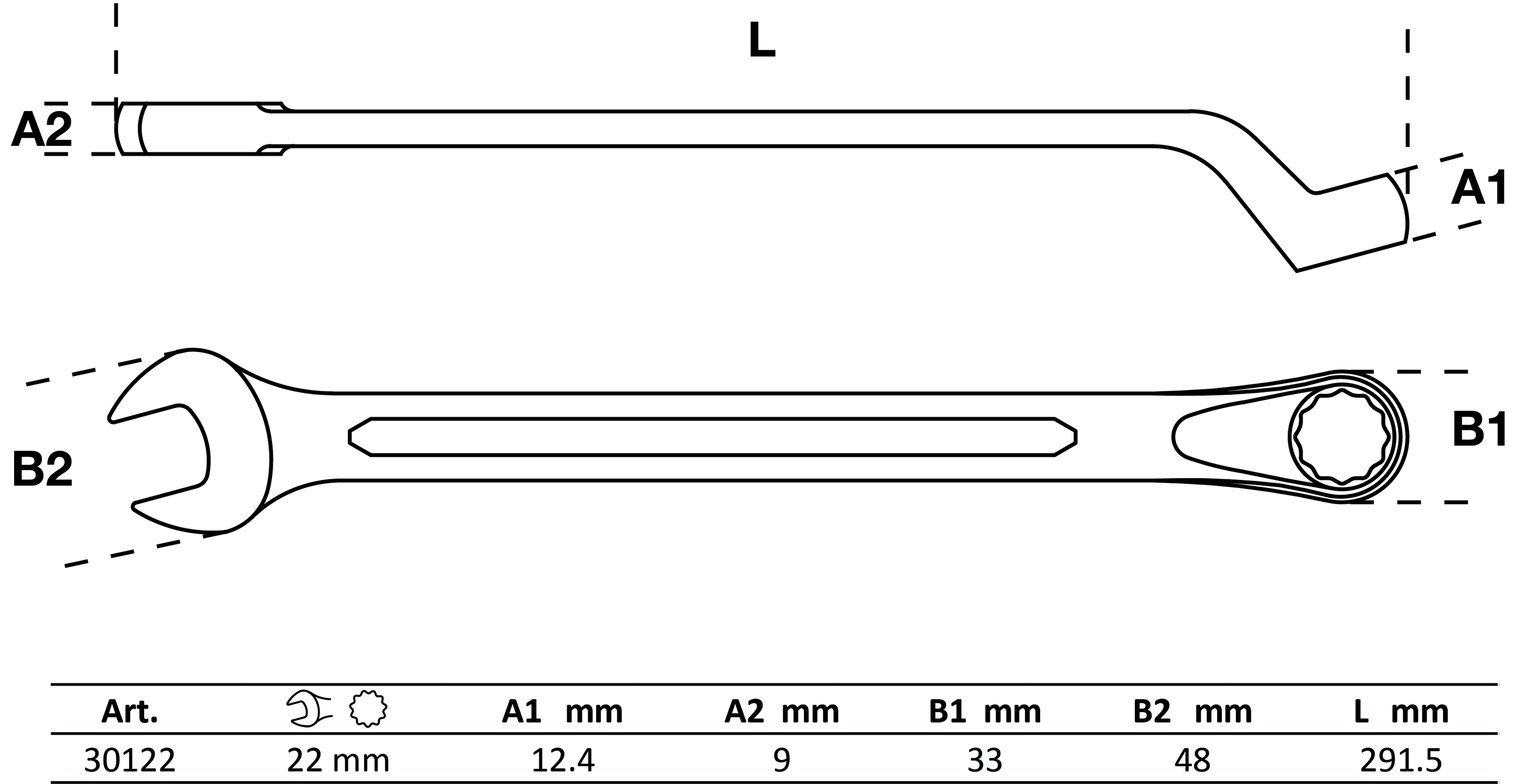 BGS Maul-Ringschlüssel, gekröpft | SW 22 mm